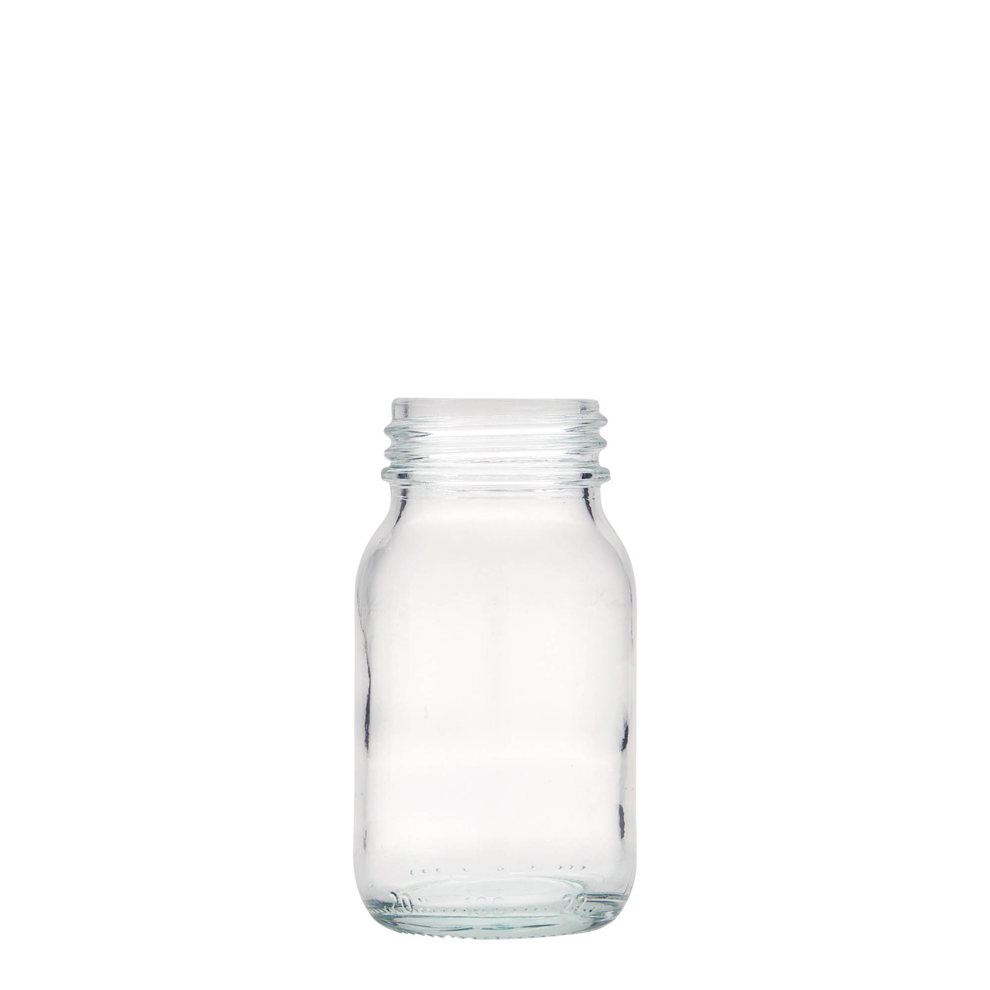 100 ml plata kakla stikla trauks, atvere: DIN 40 100 ml plata kakla stikla trauks, atvere: DIN 40