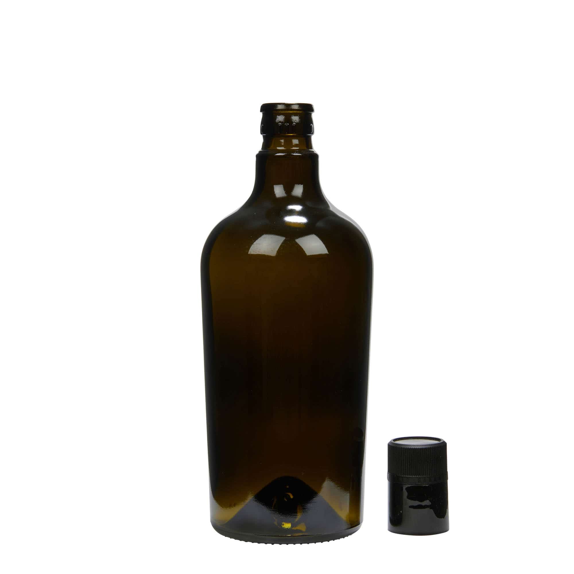 750 ml etiķa/eļļas pudele 'Oleum', stikla, antīki zaļa, aizdare: DOP