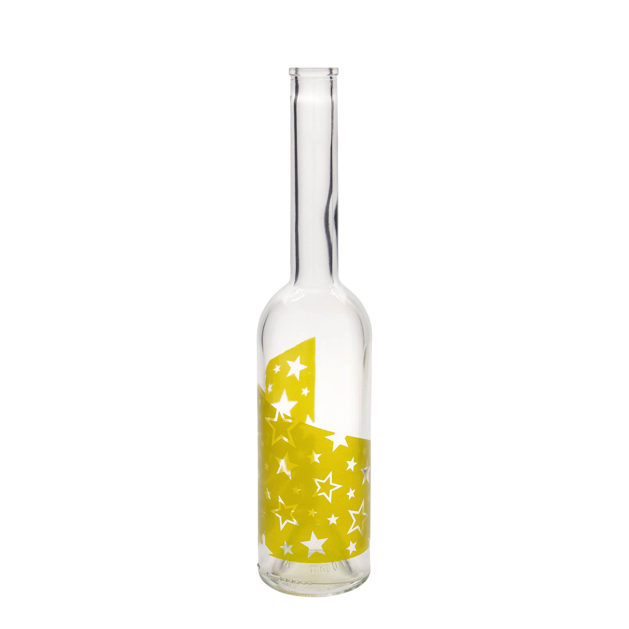 500 ml stikla pudele 'Opera', motīvs: zelta zvaigznes, atvere: korķis
