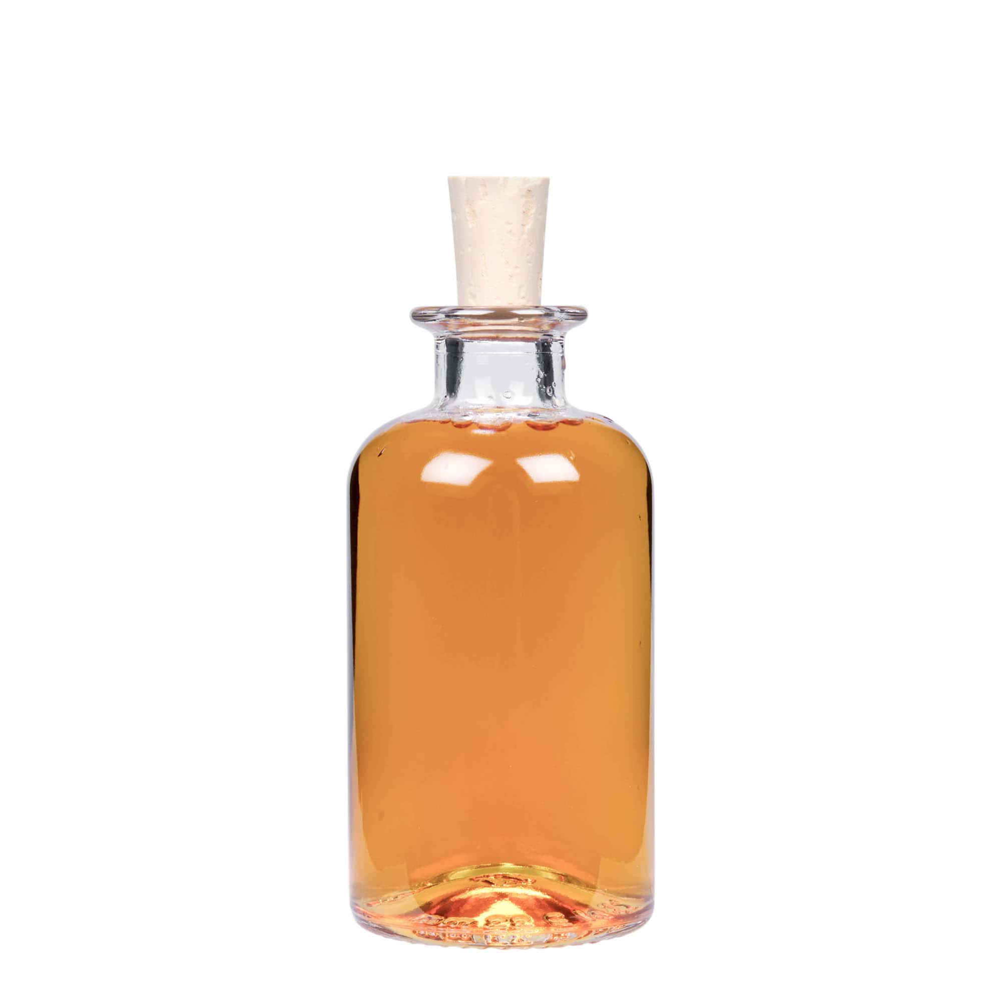 250 ml stikla pudele aptiekāram, atvere: korķis