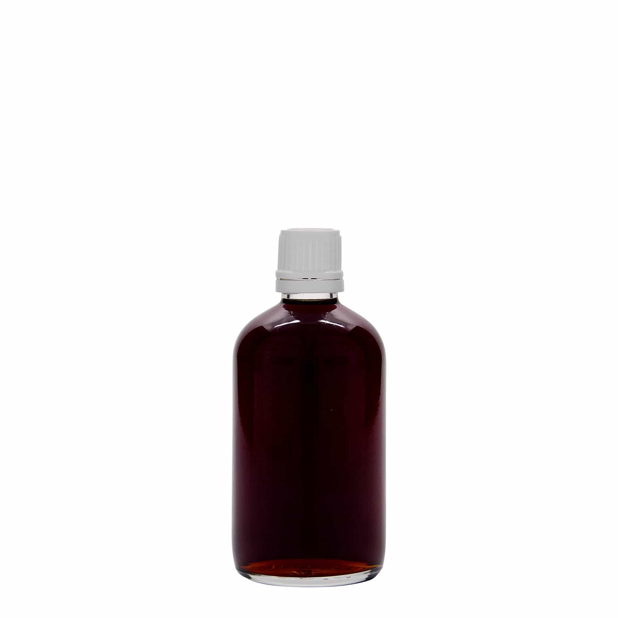100 ml zāļu pudelīte, stikla, aizdare: DIN 18