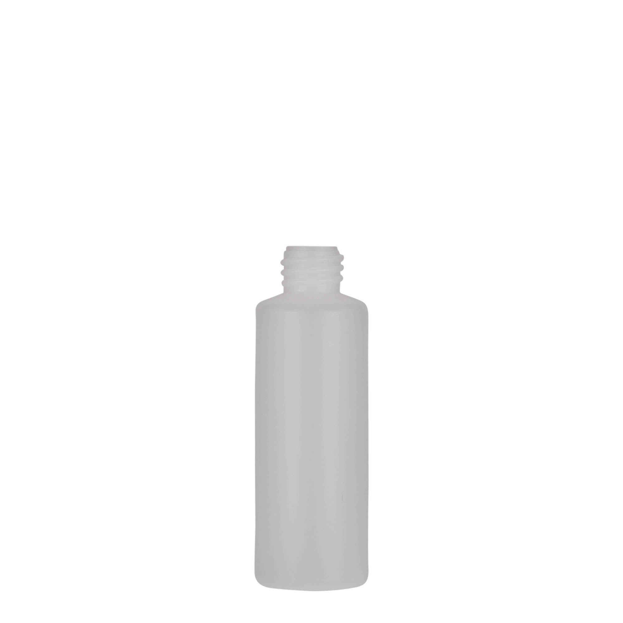 50 ml apaļa pudele, PE plastmasa, dabīga, atvere: skrūvējams vāciņš 50 ml apaļa pudele, PE plastmasa, dabīga, atvere: skrūvējams vāciņš