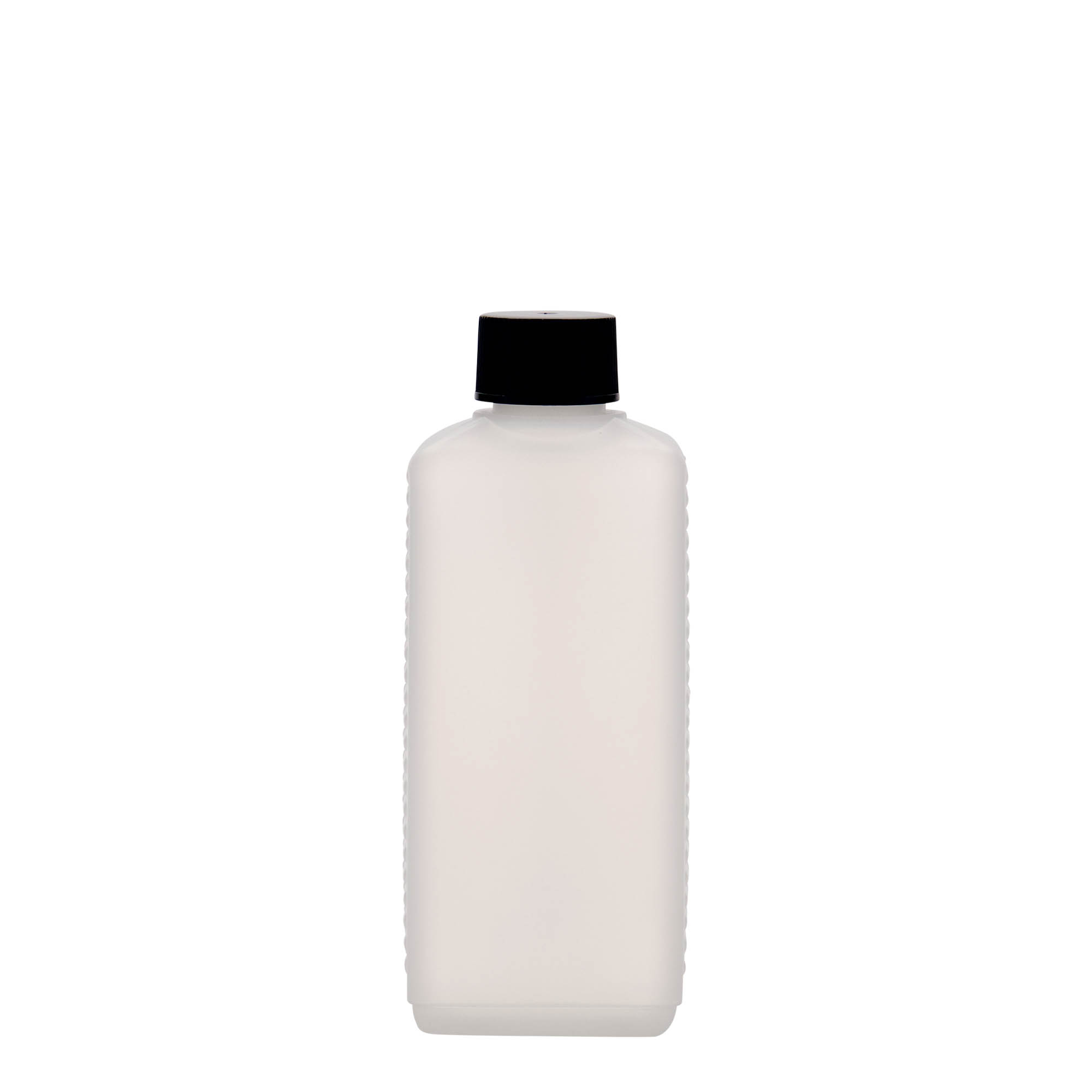 250 ml kanna pudele, taisnstūrveida, HDPE plastmasa, dabīga, atvere: DIN 25 EPE