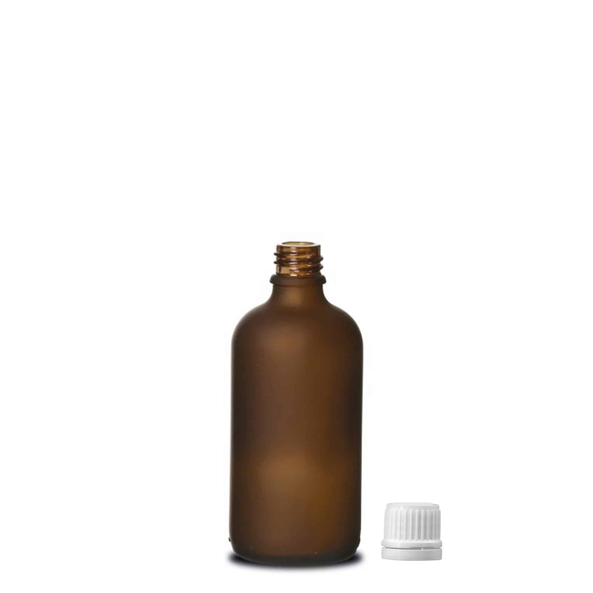 100 ml medicīnas pudele, stikls, brūns matēts, atvere: DIN 18