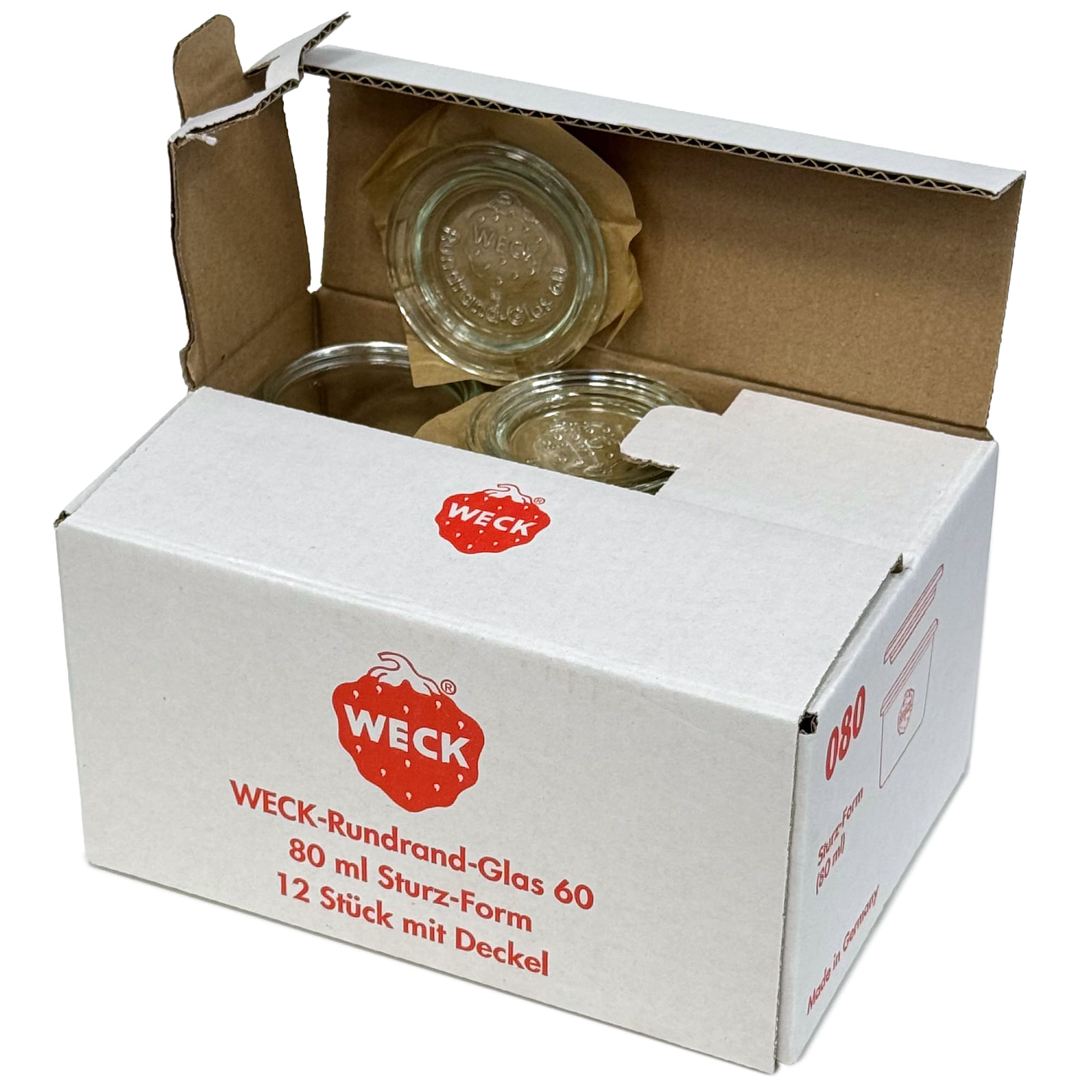 12x 80 ml WECK krituma burka ar stikla vāciņu RR 60