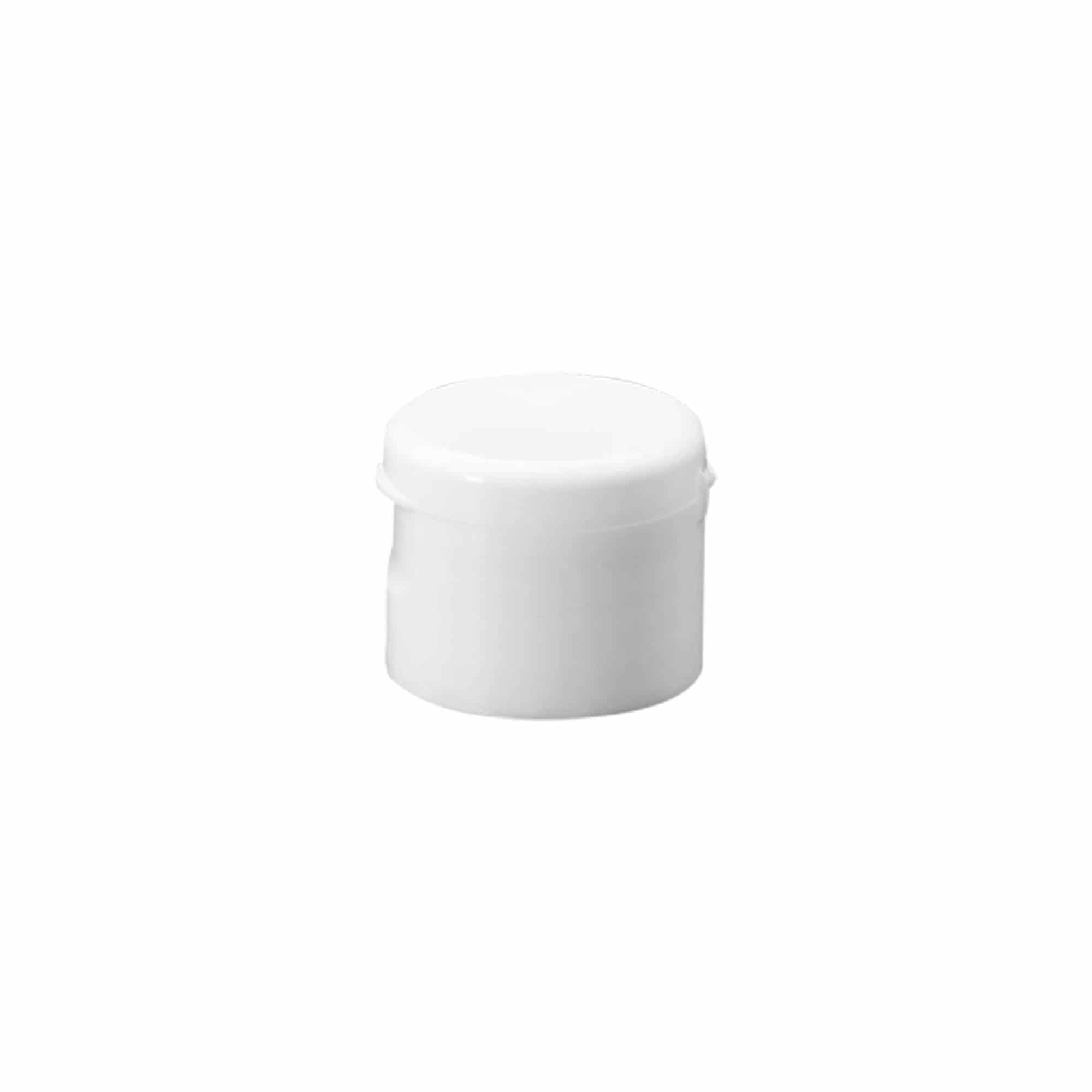 Sraigtinis dangtelis su lankstu, baltas PP plastikas, kakleliui: 24/410 Sraigtinis dangtelis su lankstu, baltas PP plastikas, kakleliui: 24/410