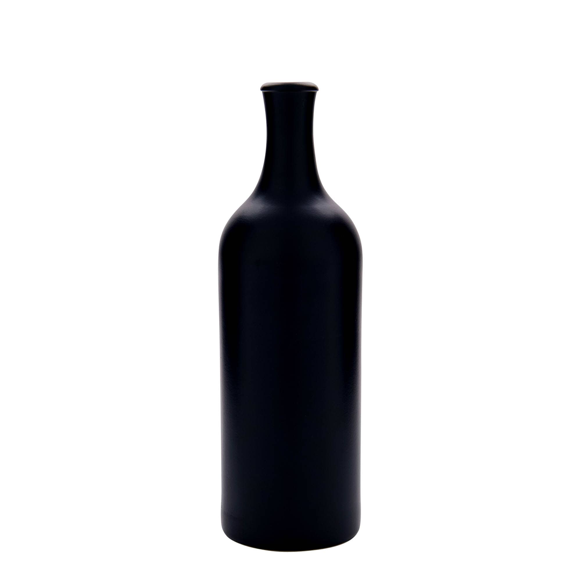 750 ml māla krūze ar garu kaklu, keramikas, melna, atvere: korķis