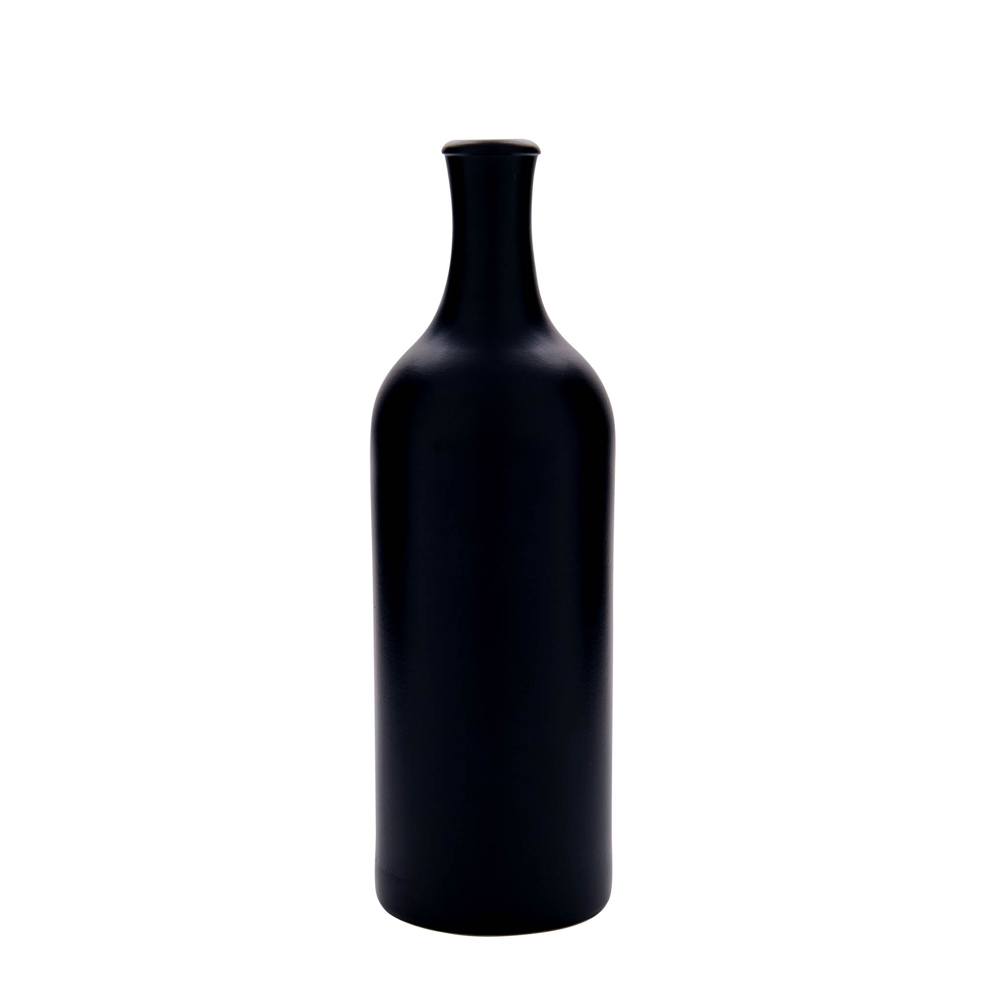 750 ml māla krūze ar garu kaklu, keramikas, melna, atvere: korķis