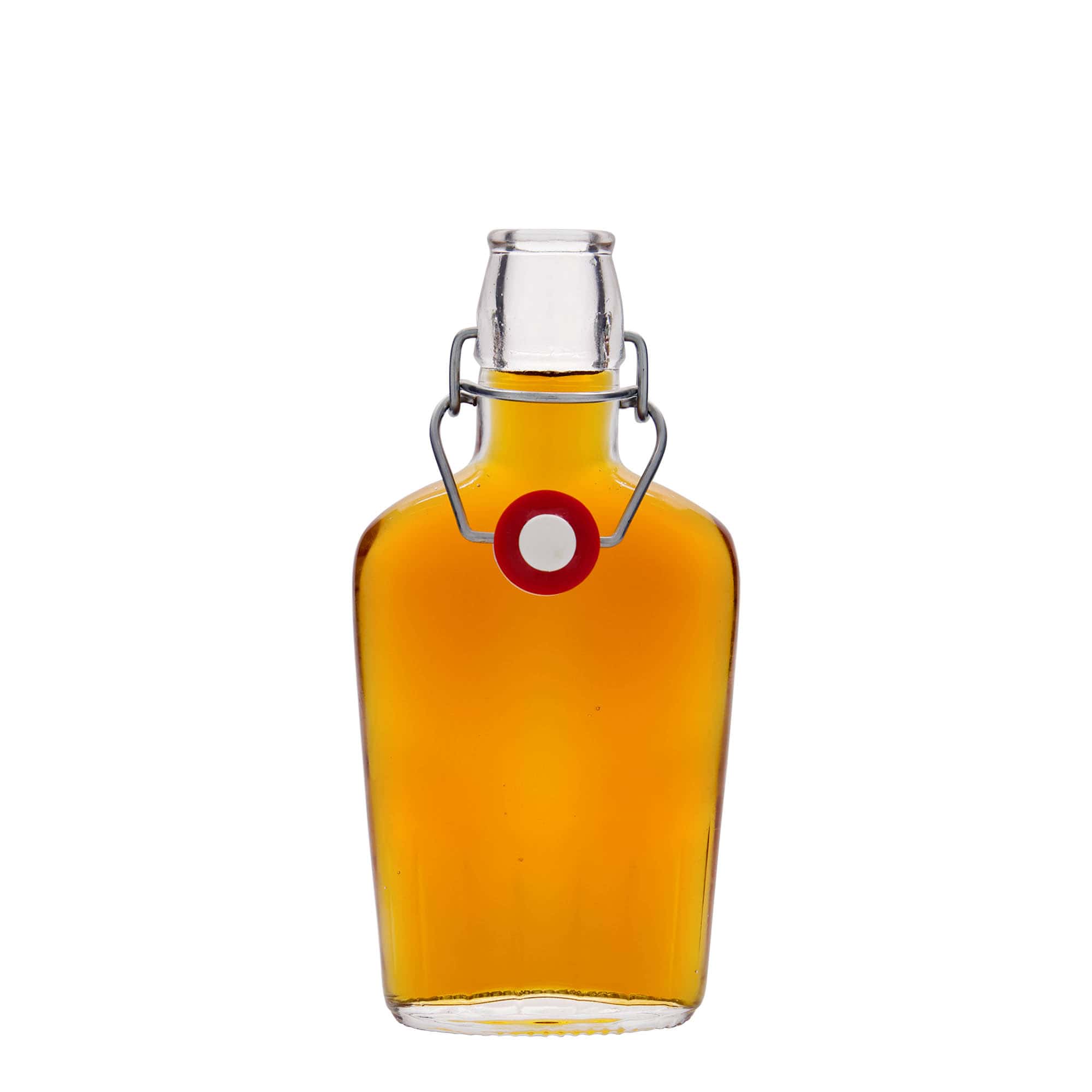 250 ml stikla pudele 'Fiaschetta', ovāla, atvere: skavas aizdare