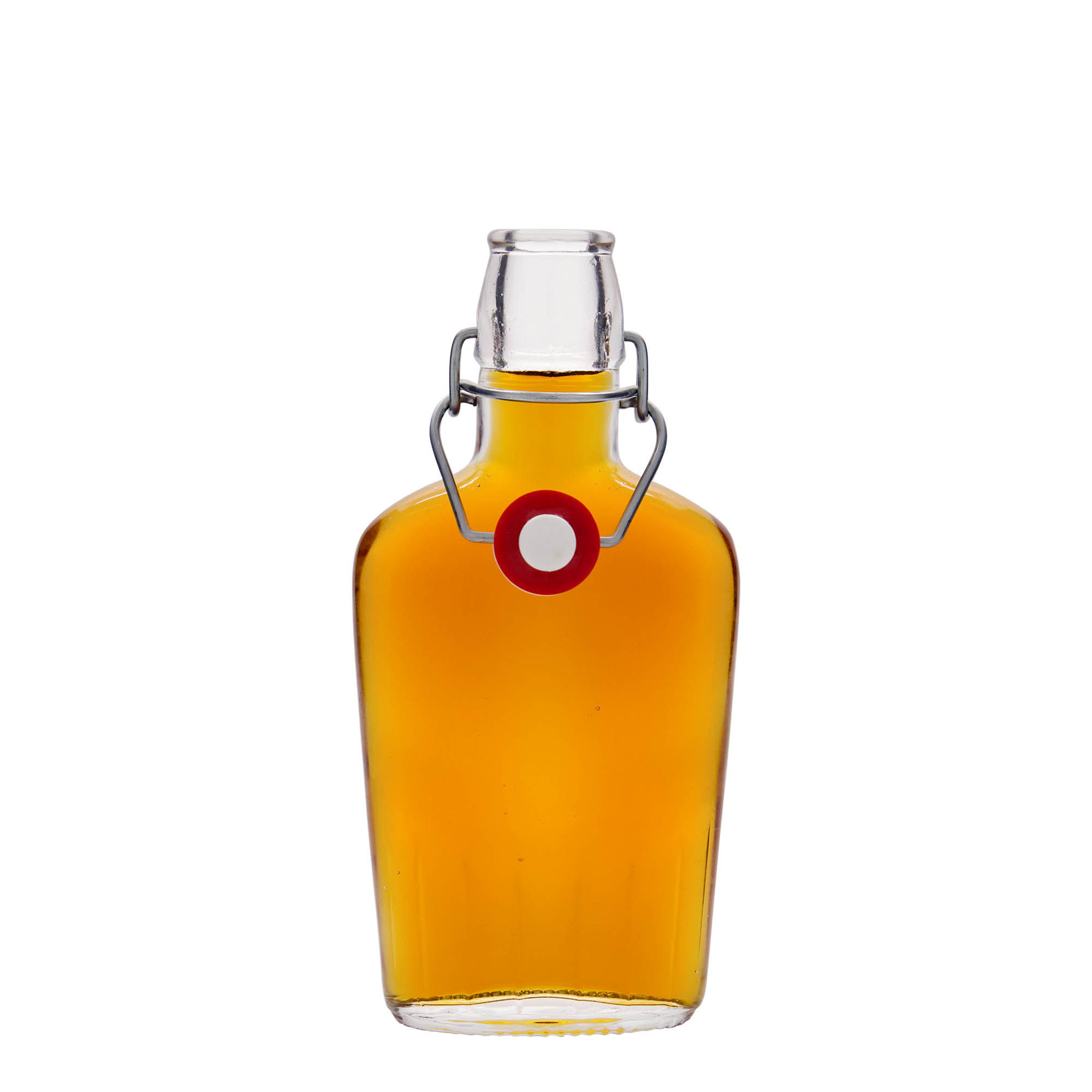 250 ml stikla pudele 'Fiaschetta', ovāla, atvere: skavas aizdare