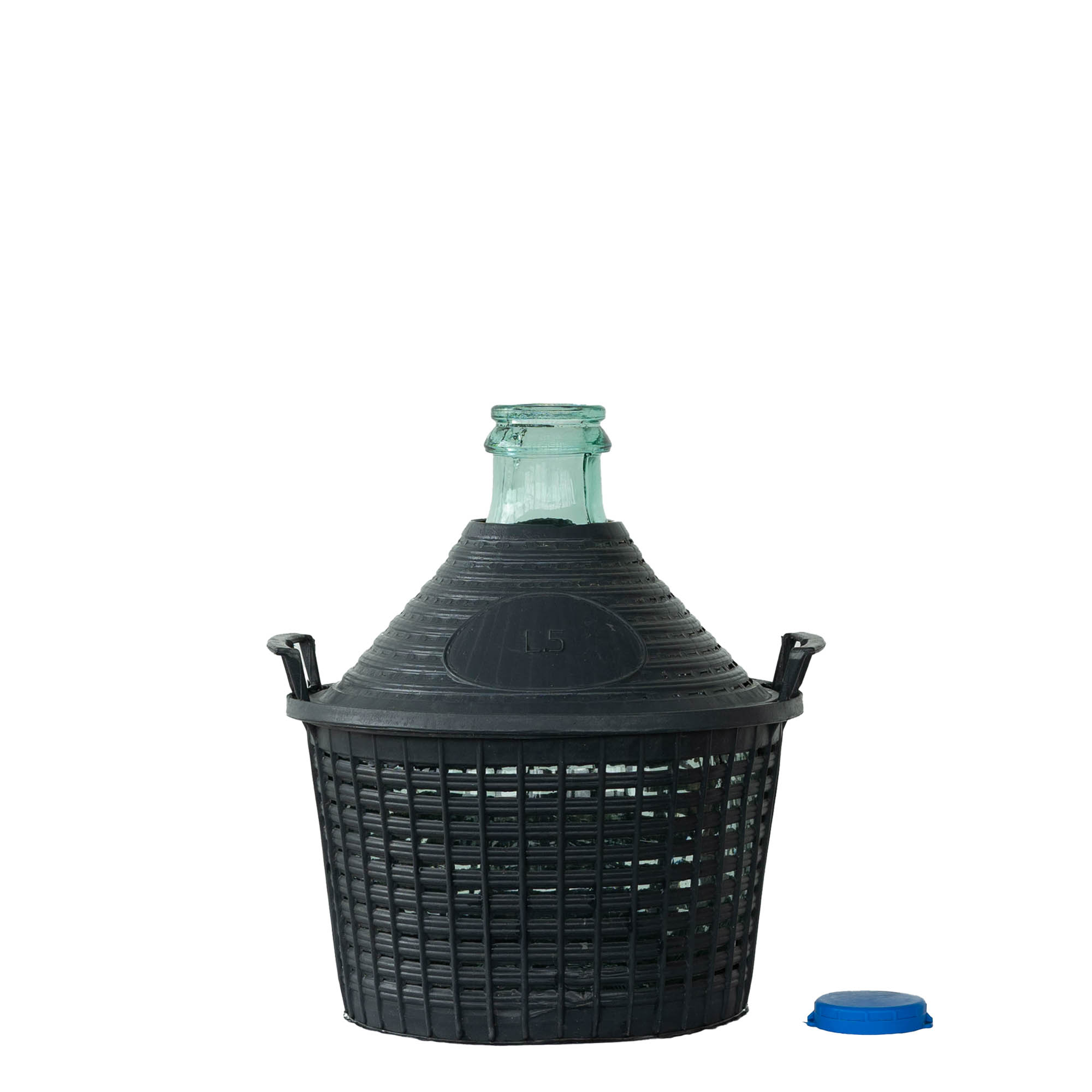 5 l bumba ar šauru kaklu, stikls, atvere: uzgriežamā vāciņa tips