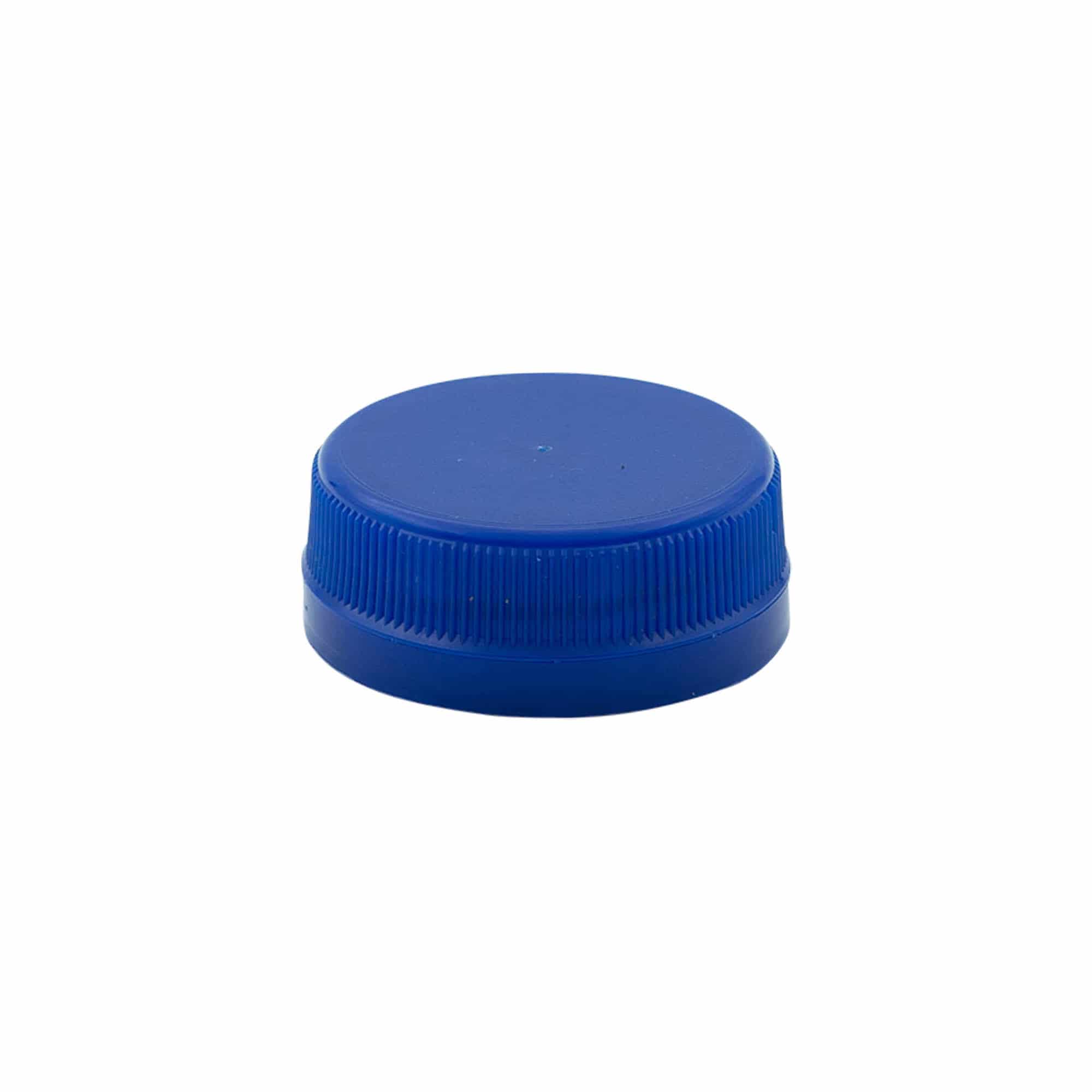 Skrūvējams vāciņš ar dubulto vītni, PE plastmasas, zils, aizdarei: PET 38 mm