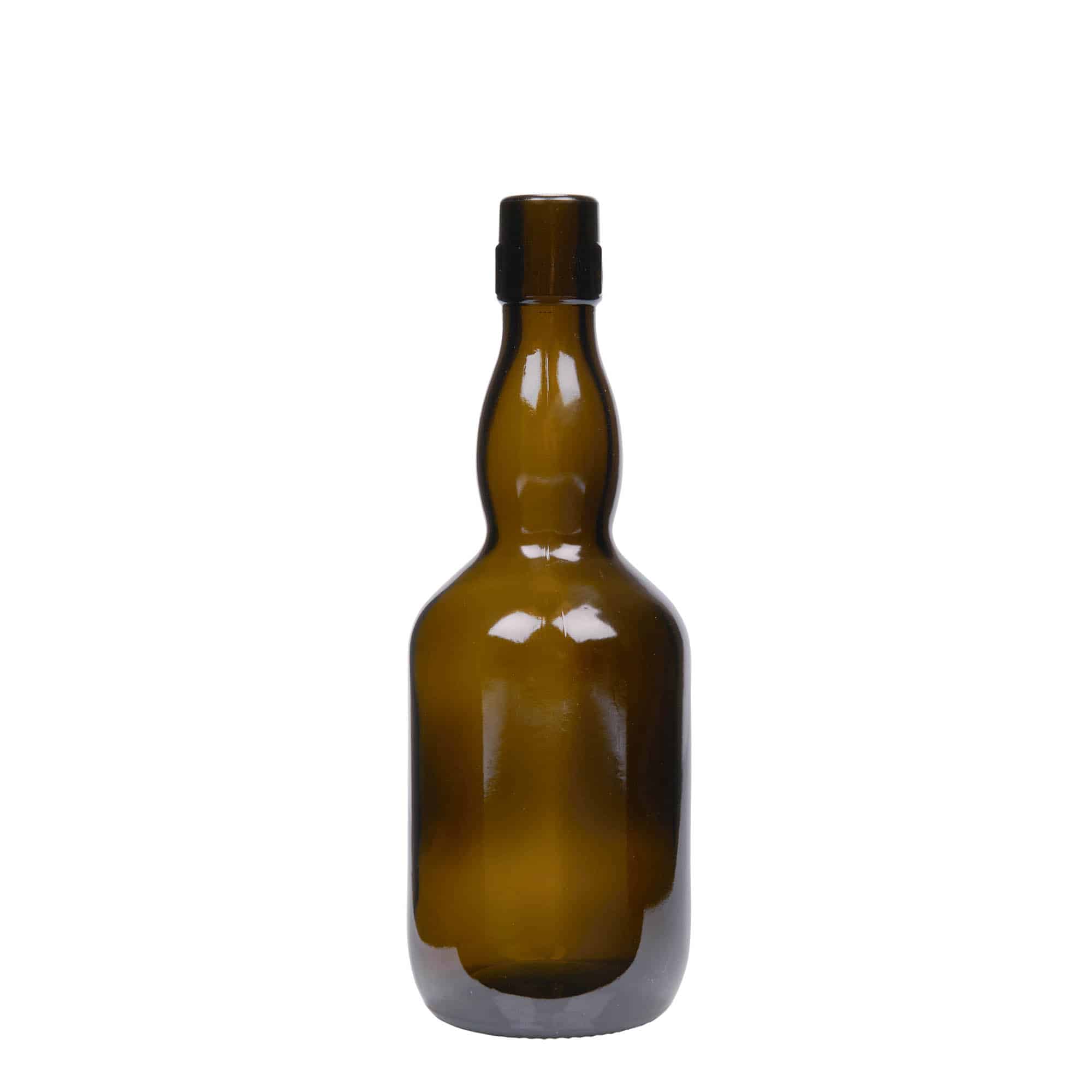 500 ml alus pudele ar kakliņu ādamābola formā, stikla, antīki zaļa, aizdare: korķis ar skavu 500 ml alus pudele ar kakliņu ādamābola formā, stikla, antīki zaļa, aizdare: korķis ar skavu