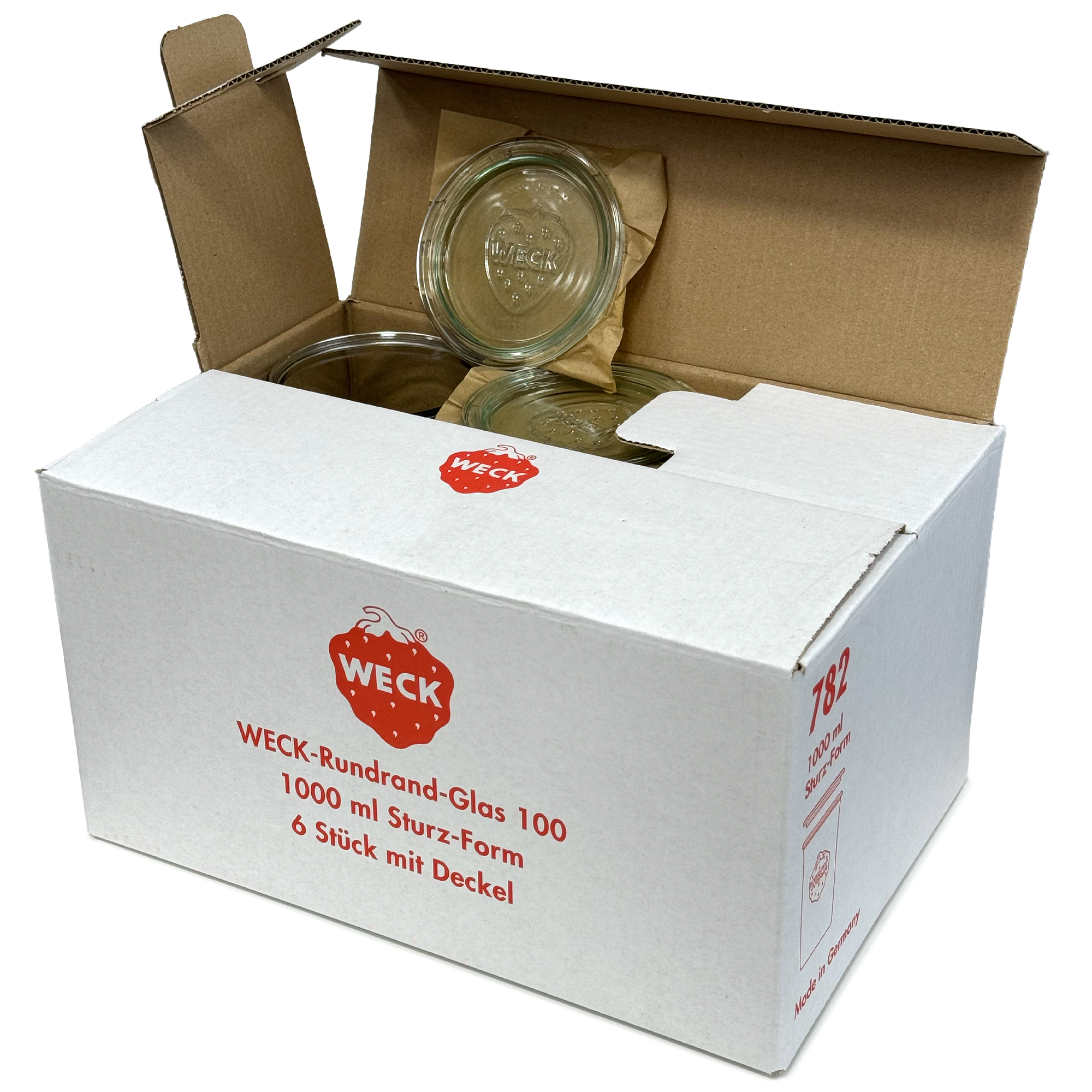6x 1000 ml WECK krituma burka ar stikla vāciņu RR 100