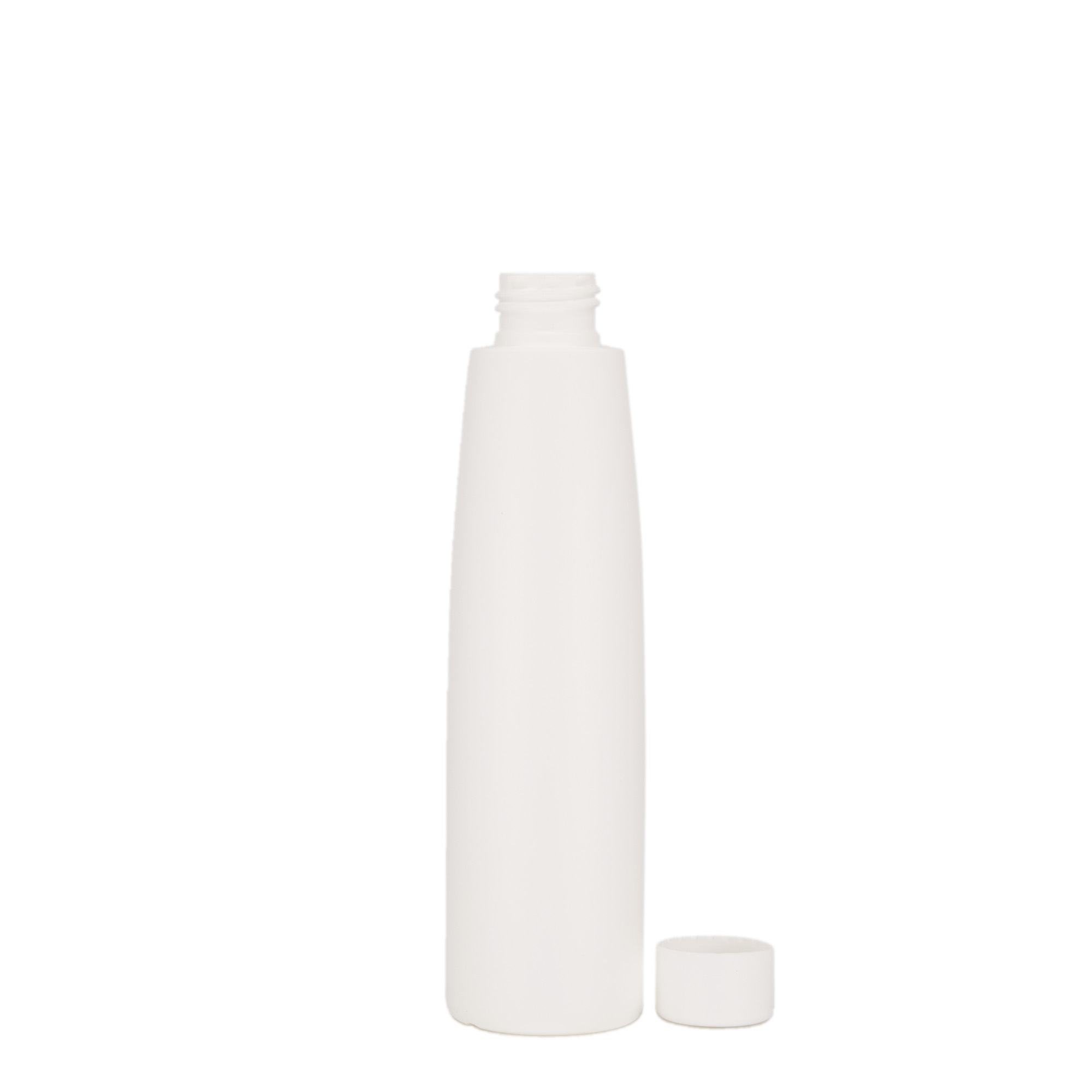 200 ml plastmasas pudele 'Donald', HDPE, balta, aizdare: 24/410