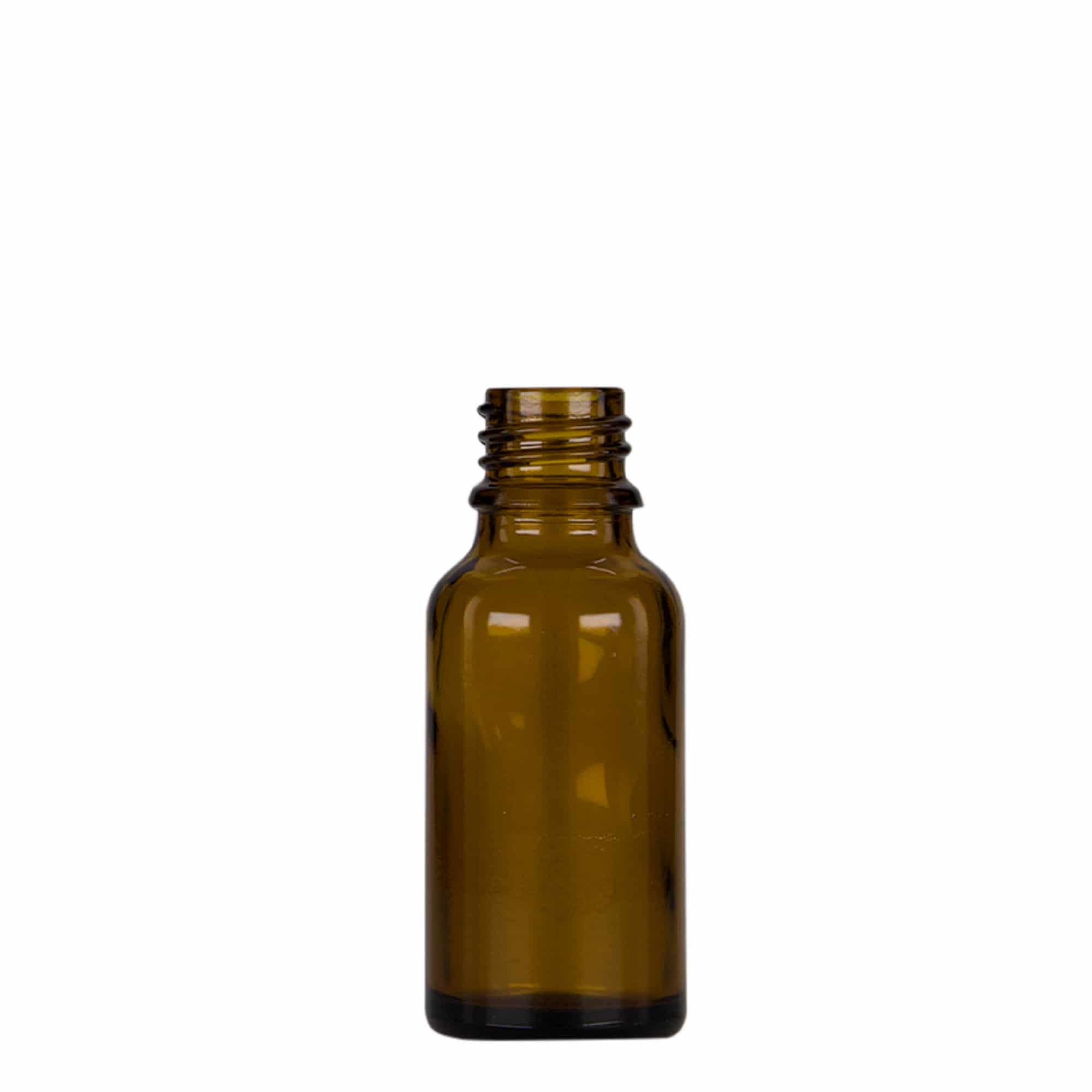20 ml pilināšanas pudele medicīniska, stikla, brūni-melna, atvere: DIN 18 20 ml pilināšanas pudele medicīniska, stikla, brūni-melna, atvere: DIN 18