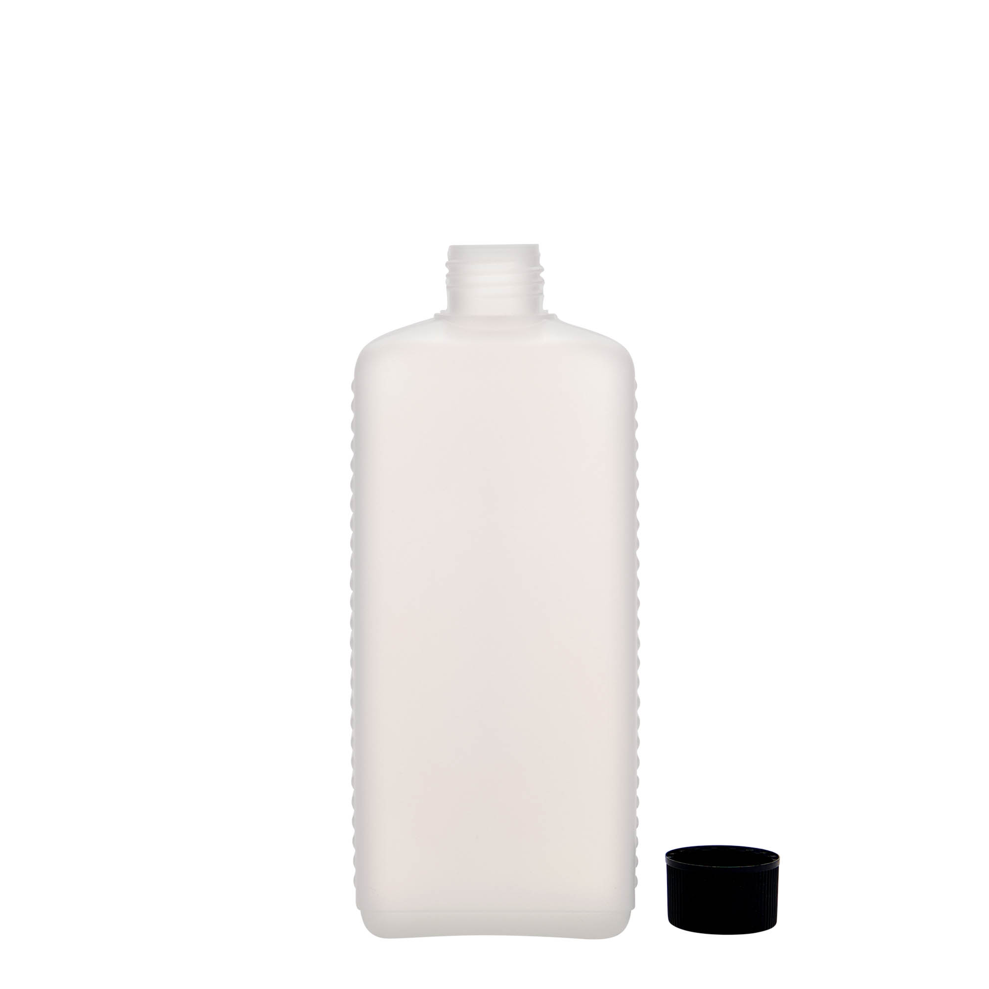 500 ml kanna pudele, taisnstūrveida, HDPE plastmasa, dabīga, atvere: DIN 25 EPE