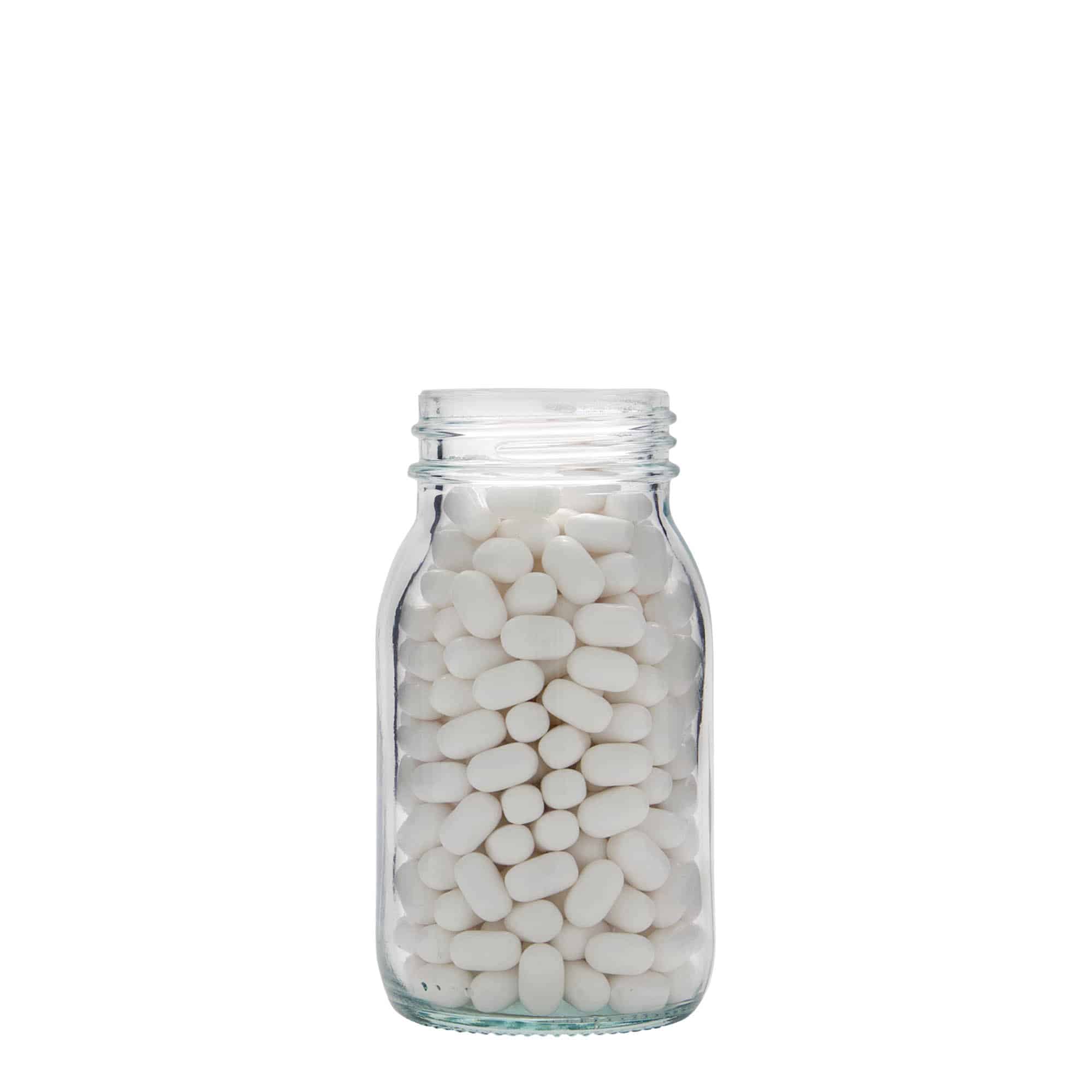 150 ml plata kakla stikla burka, atvere: DIN 45 150 ml plata kakla stikla burka, atvere: DIN 45