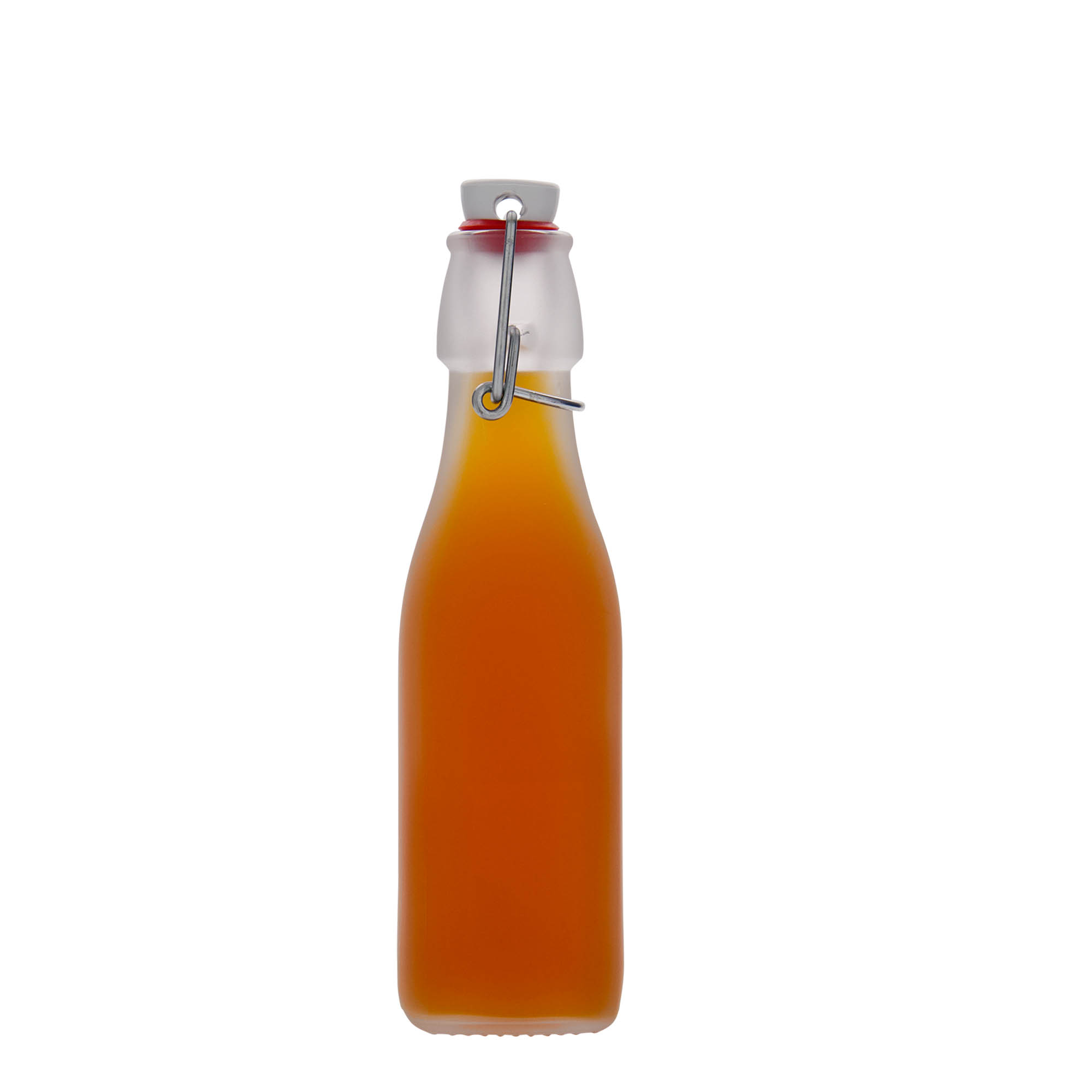 250 ml stikla pudele 'Swing, kvadrātveida, balta, atvere: aizbīdņa aizdare