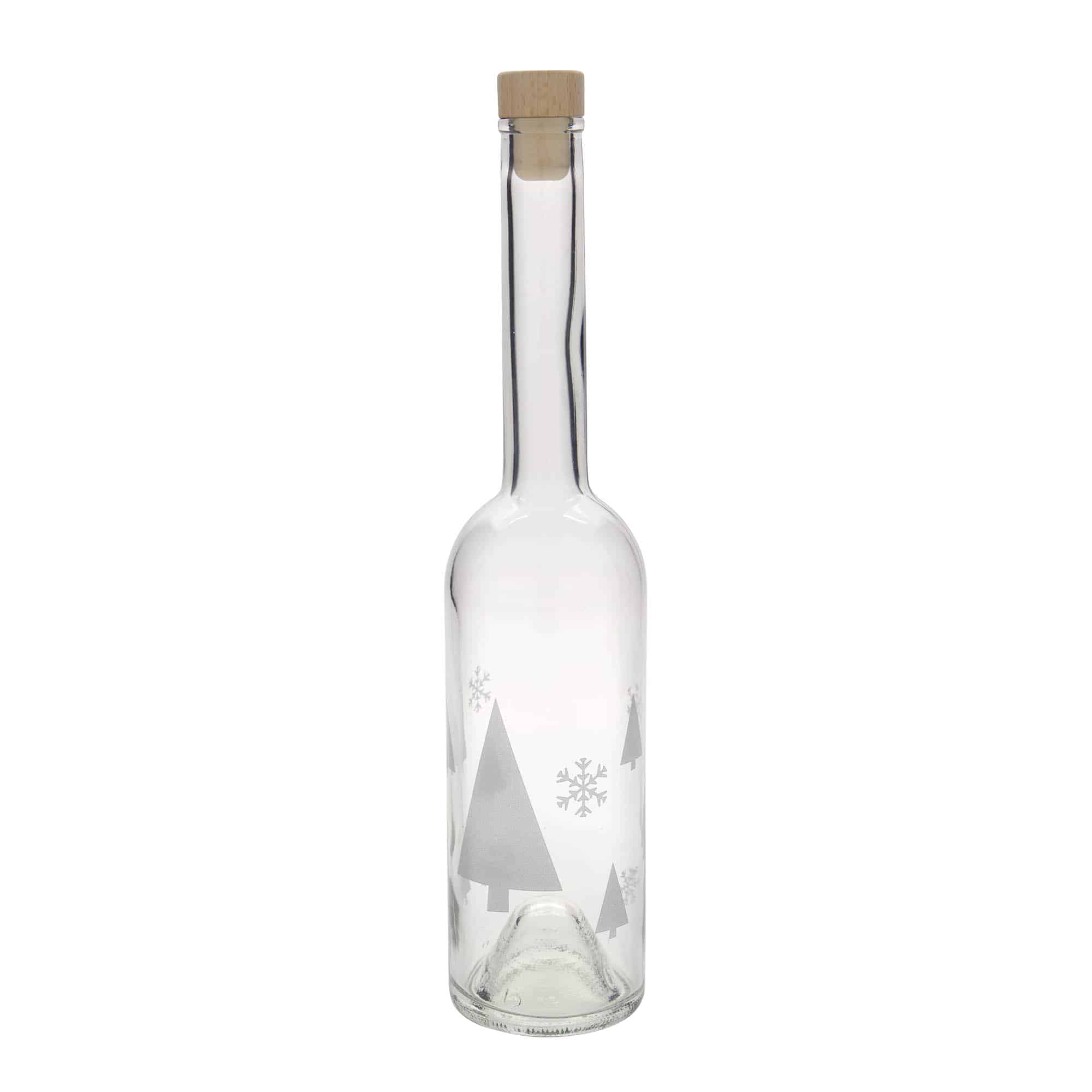 500 ml stikla pudele 'Opera', motīvs: sniegpārslas, atvere: korķis