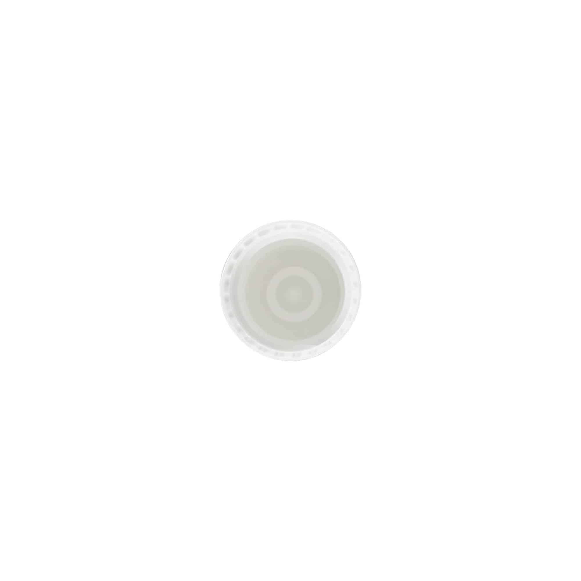 Cepurīte 10 ml roll-on pudelītei, PP plastmasa, balta, ar skrūvējamu aizbāzni mutes daļai Cepurīte 10 ml roll-on pudelītei, PP plastmasa, balta, ar skrūvējamu aizbāzni mutes daļai