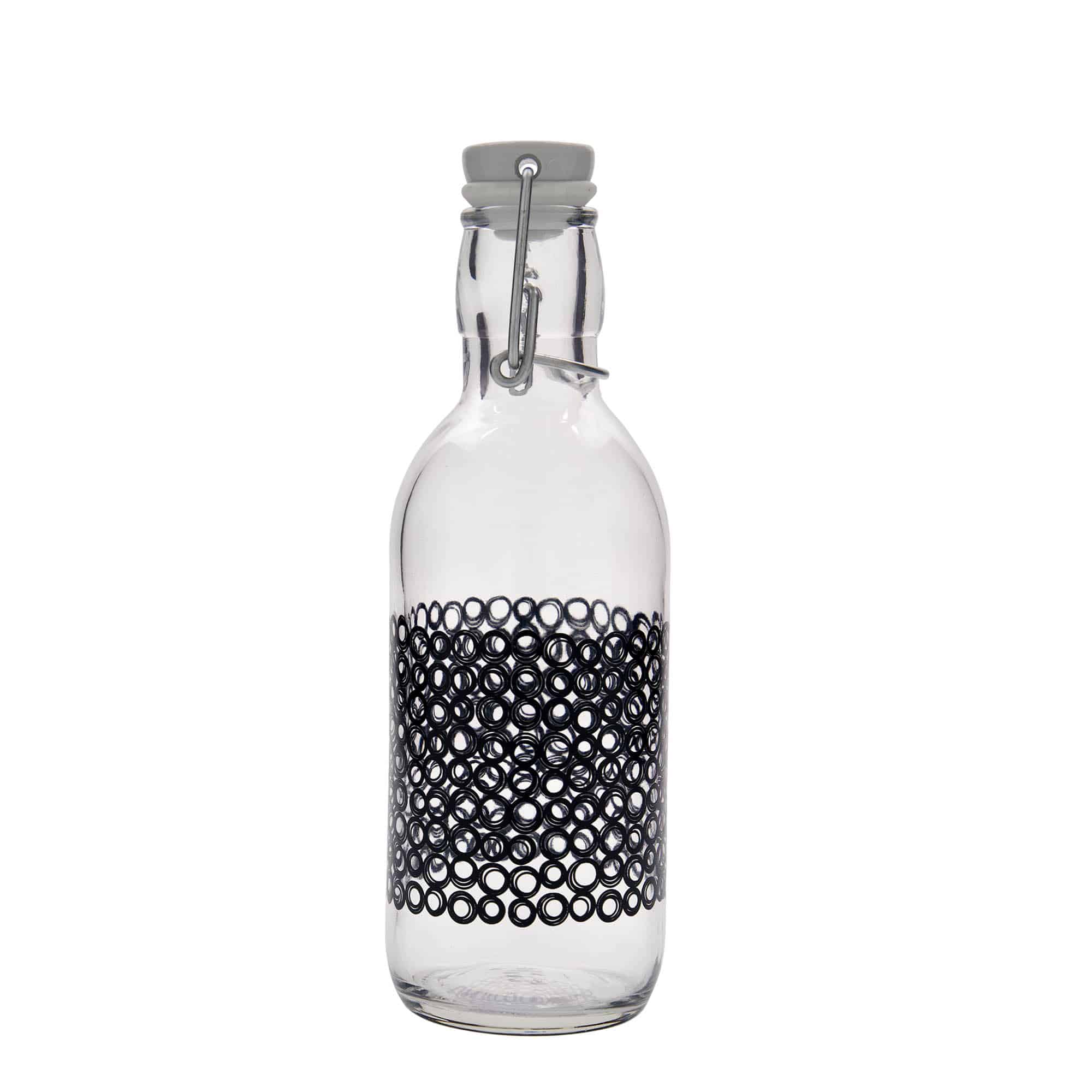 500 ml stikla pudele 'Emilia', motīvs: Circola nero, atvere: aizdares vāciņš