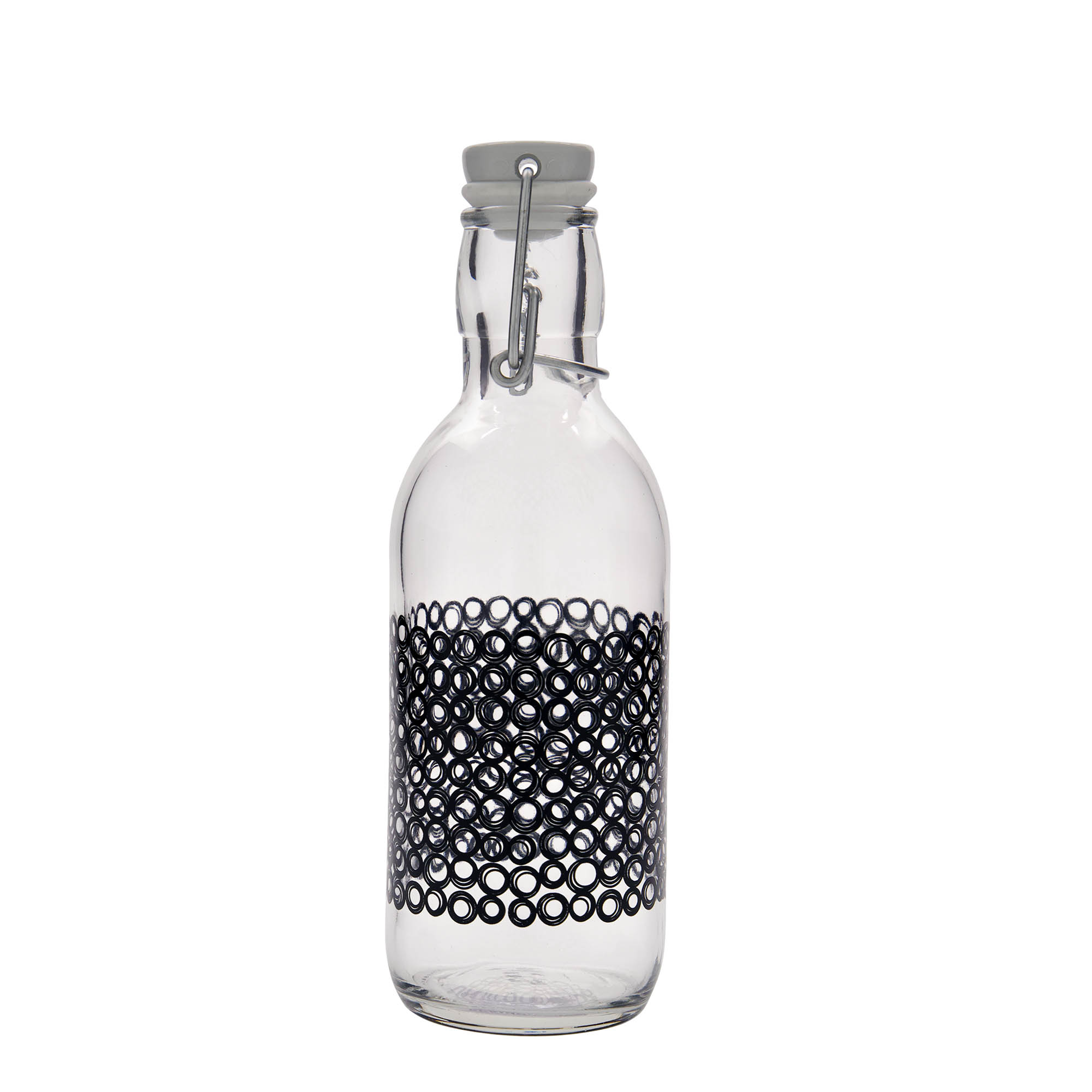 500 ml stikla pudele 'Emilia', motīvs: Circola nero, atvere: aizdares vāciņš