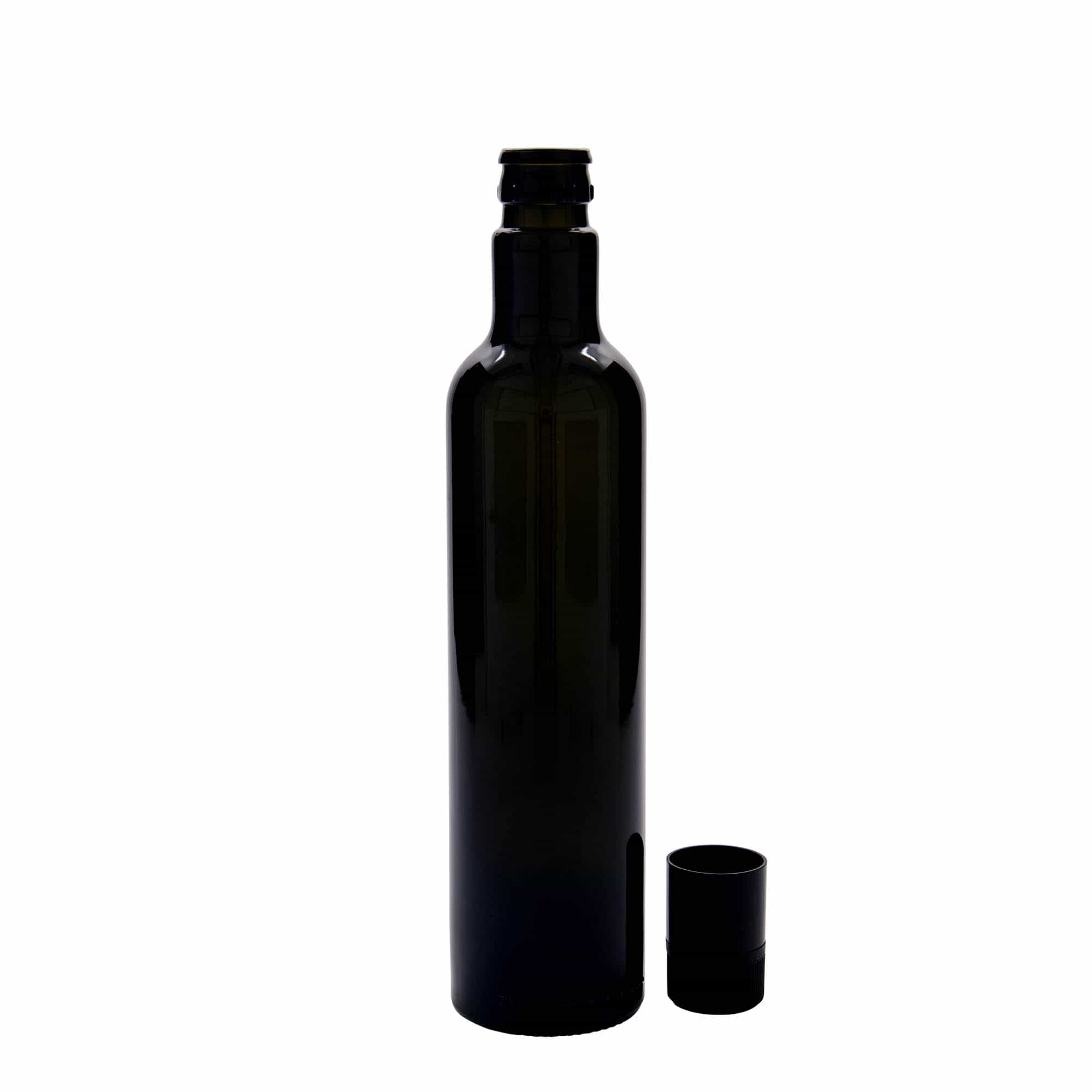 500 ml etiķa/eļļas pudele 'Willy New', stikla, antīki zaļa, aizdare: DOP