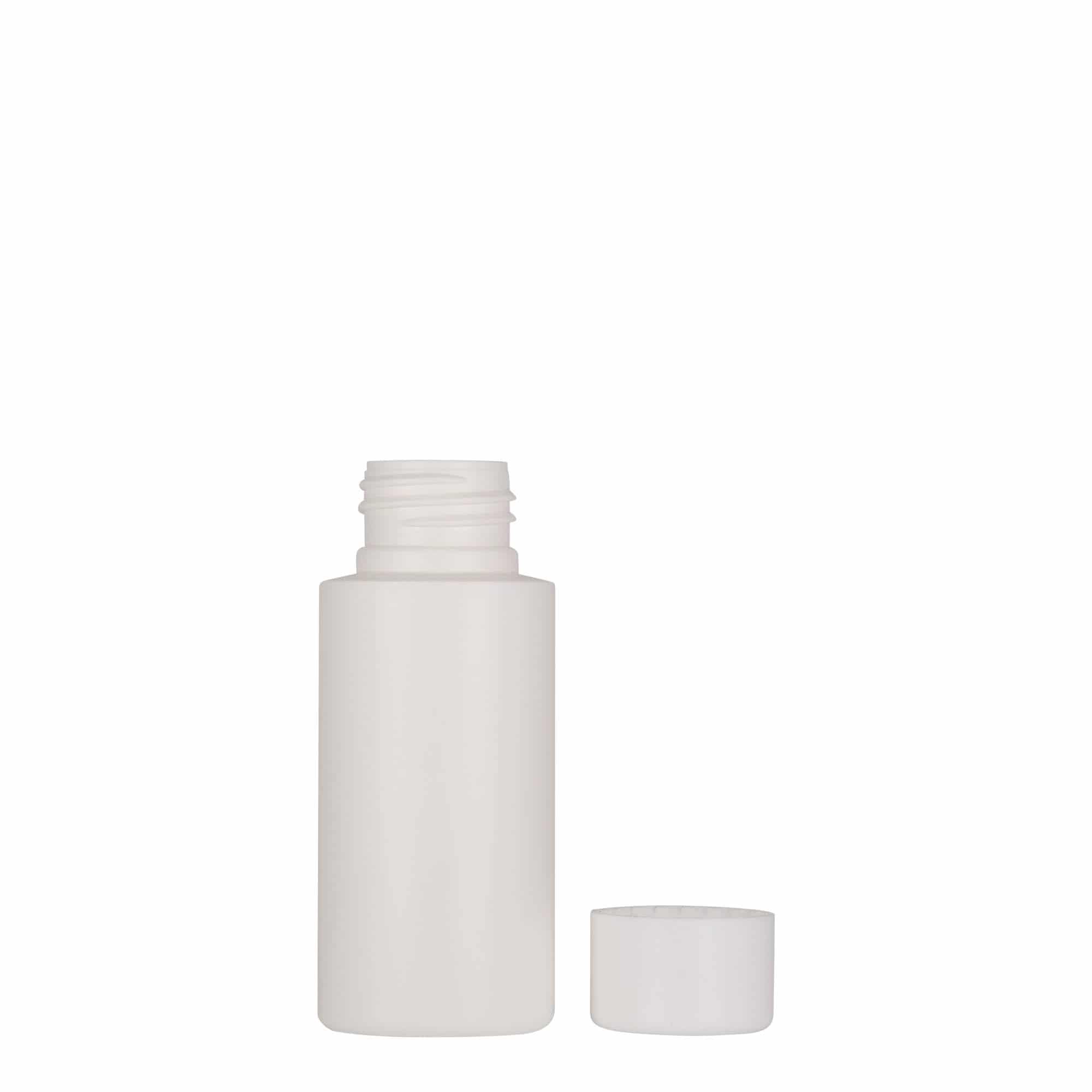 50 ml plastmasas pudele 'Pipe', HDPE, balta, aizdare: 24/410