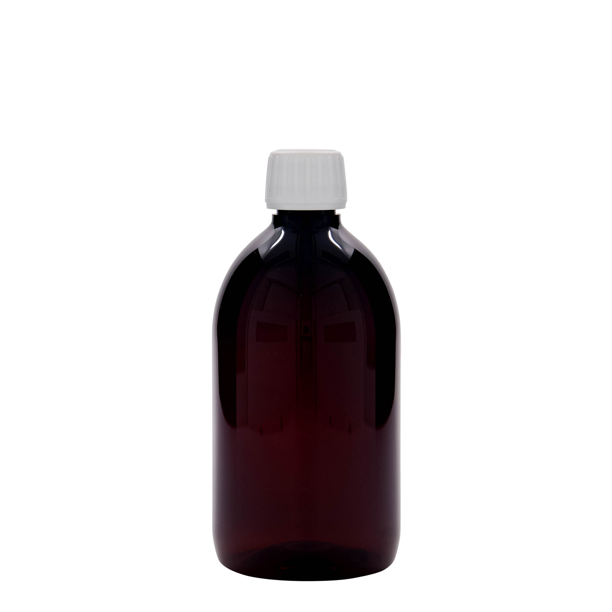 500 ml PET medicīnas pudele, brūna, plastmasa, atvere: PP 28