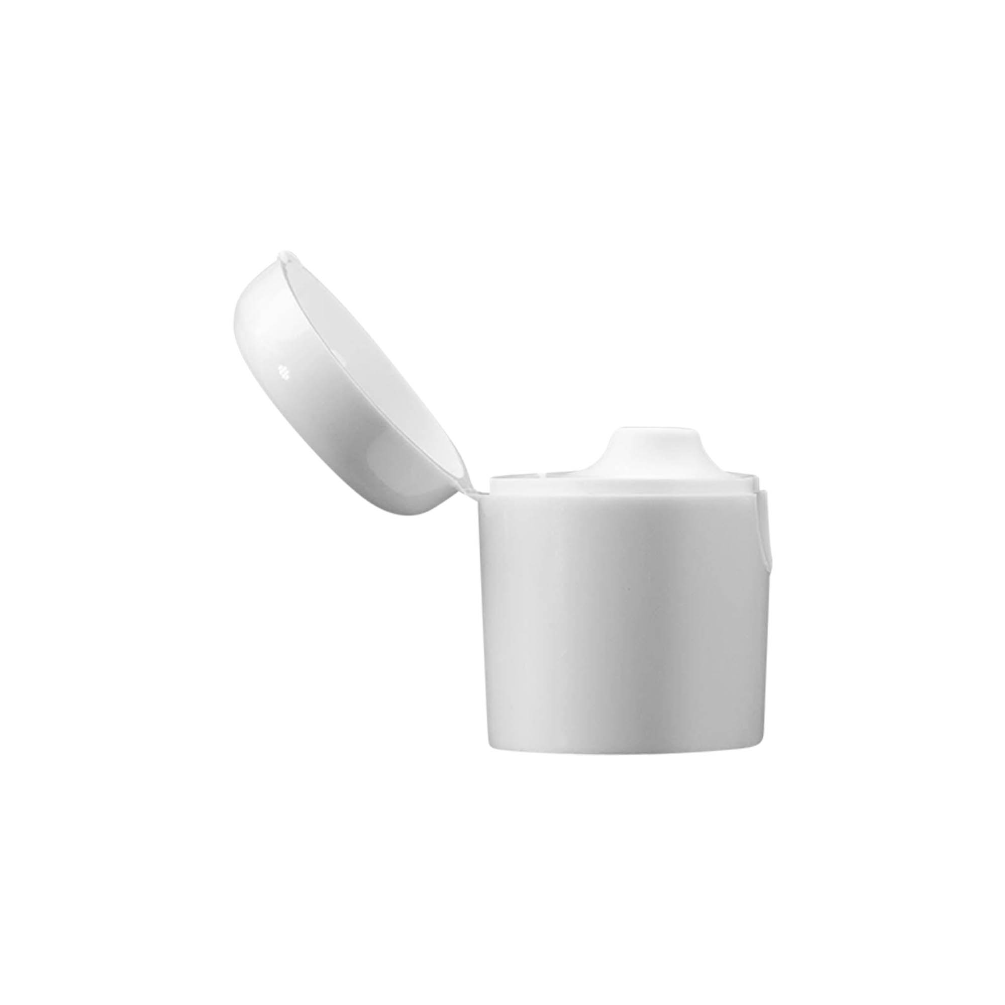 Skrūvējams vāciņš ar salokāmu eņģi 'Indy', plastmasa, balts Skrūvējams vāciņš ar salokāmu eņģi 'Indy', plastmasa, balts