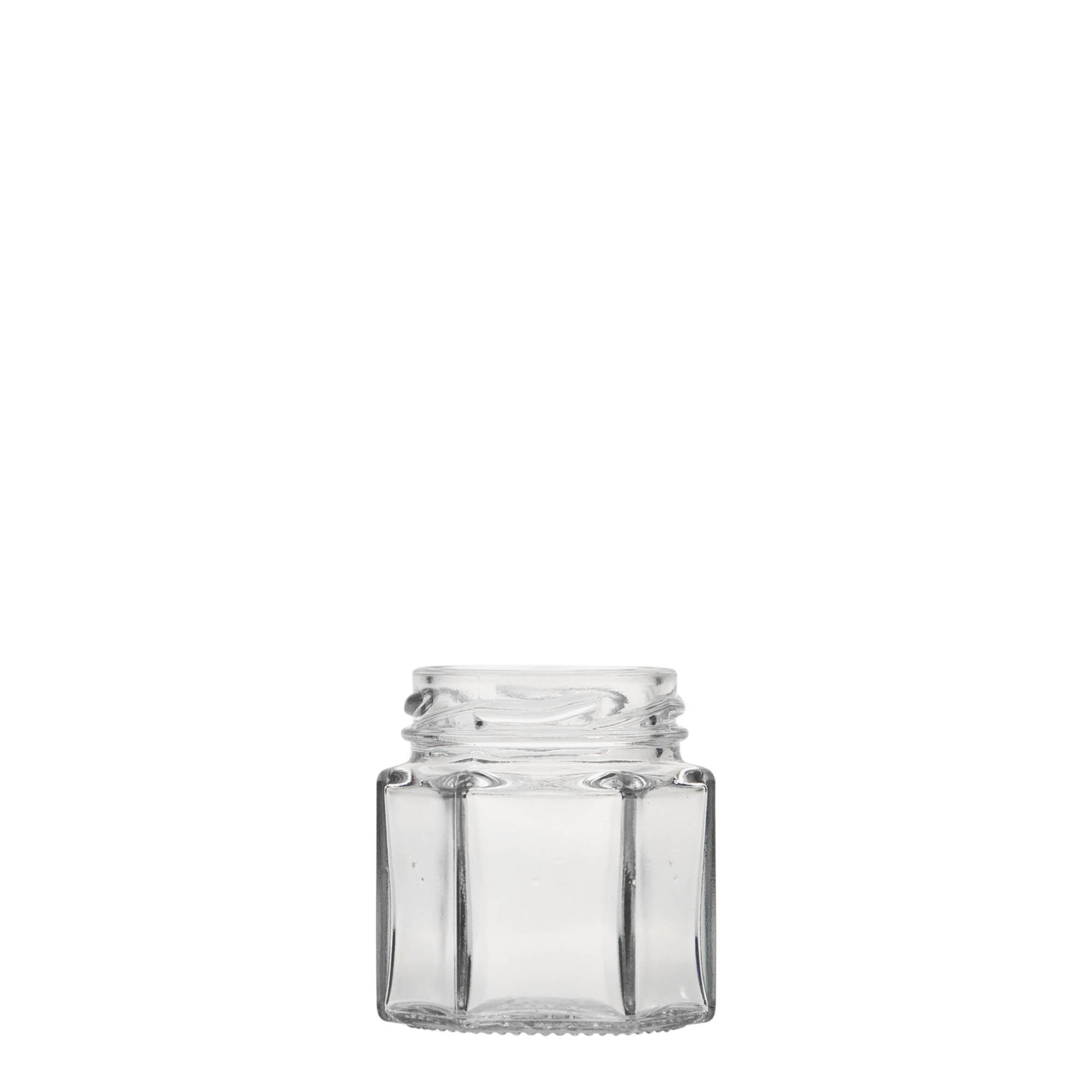 47 ml sešstūra stikla burka, atvere: Twist-Off (TO 43)