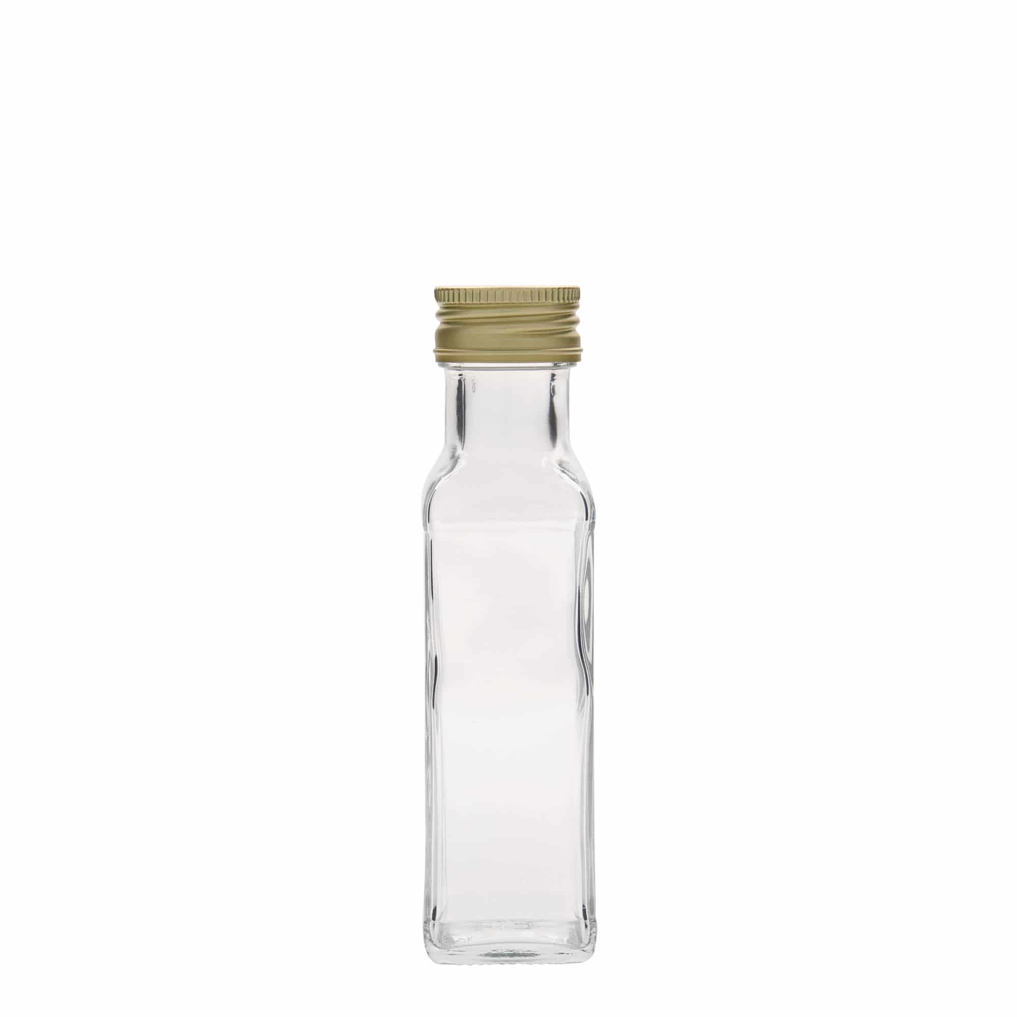 100 ml stikla pudele 'Marasca', kvadrātveida, atvere: PP 31,5