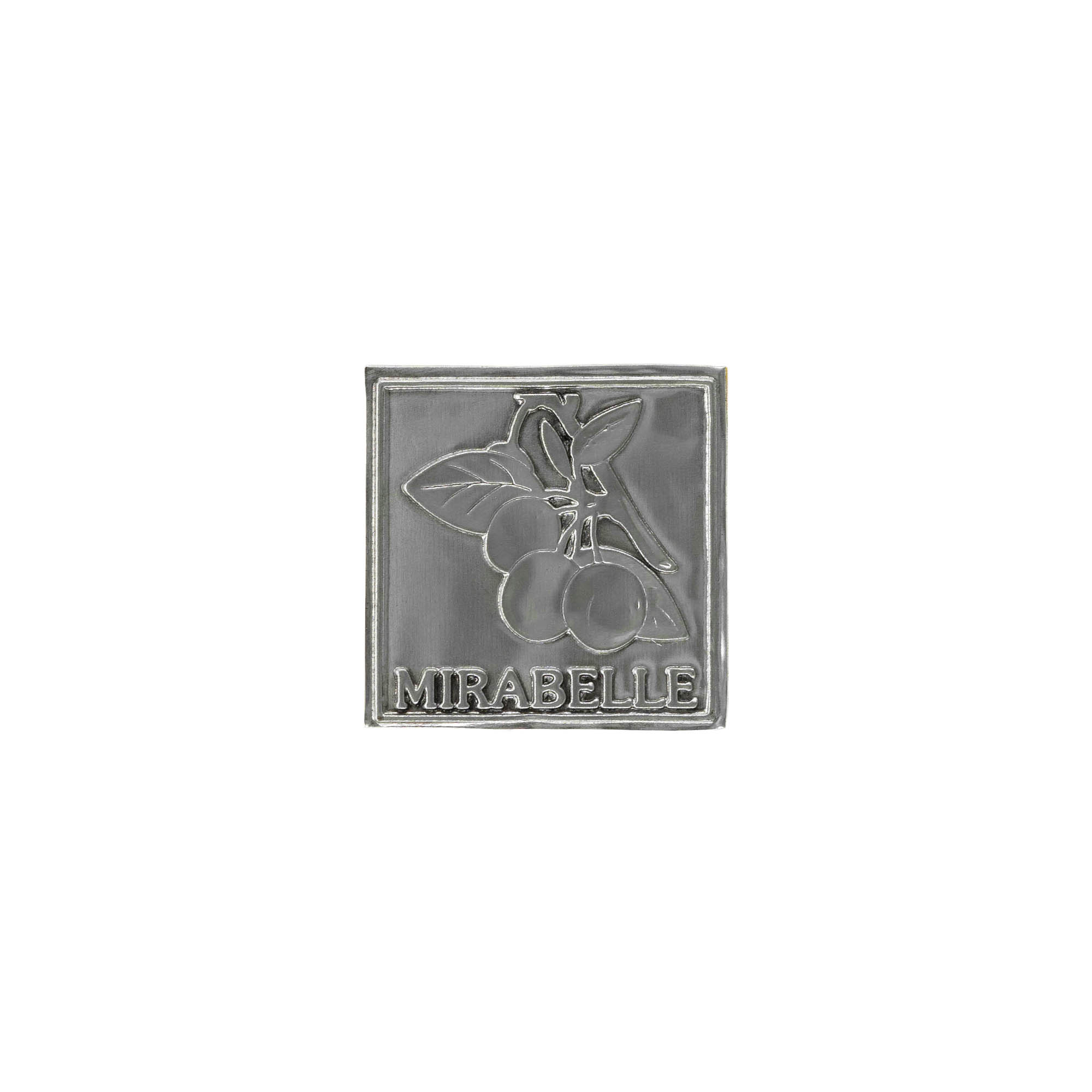 Metāla etiķete 'Mirabelle', kvadrātveida, sudraba krāsā Metāla etiķete 'Mirabelle', kvadrātveida, sudraba krāsā