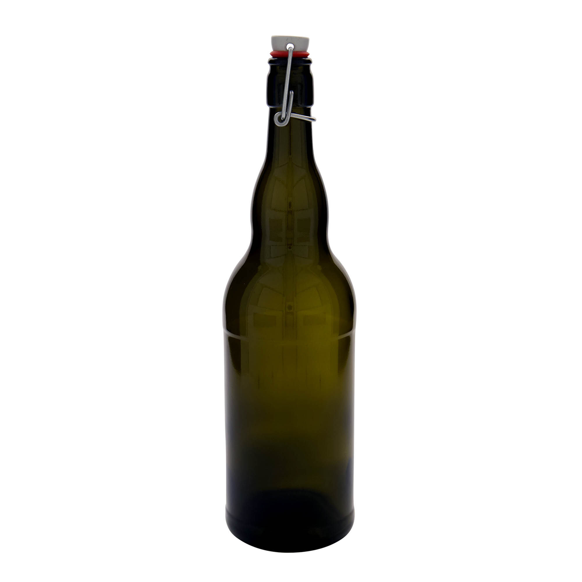 1.000 ml alus pudele Beļģija, stikls, antīkzaļš, atvere: aizbīdņa aizdare
