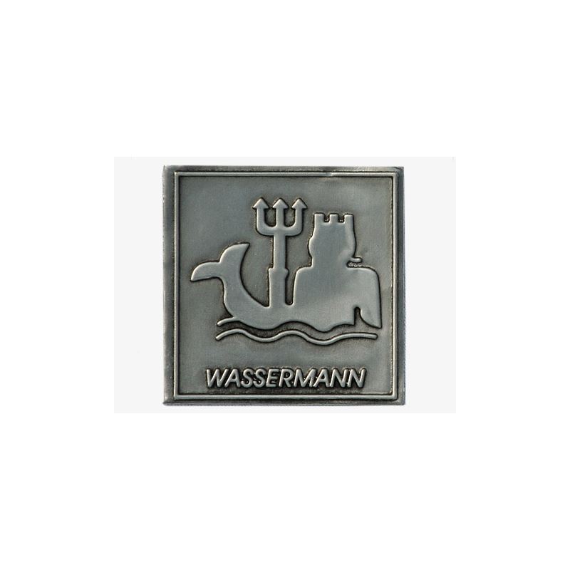 Metāla sudraba kvadrātveida etiķete 'Wassermann' Metāla sudraba kvadrātveida etiķete 'Wassermann'