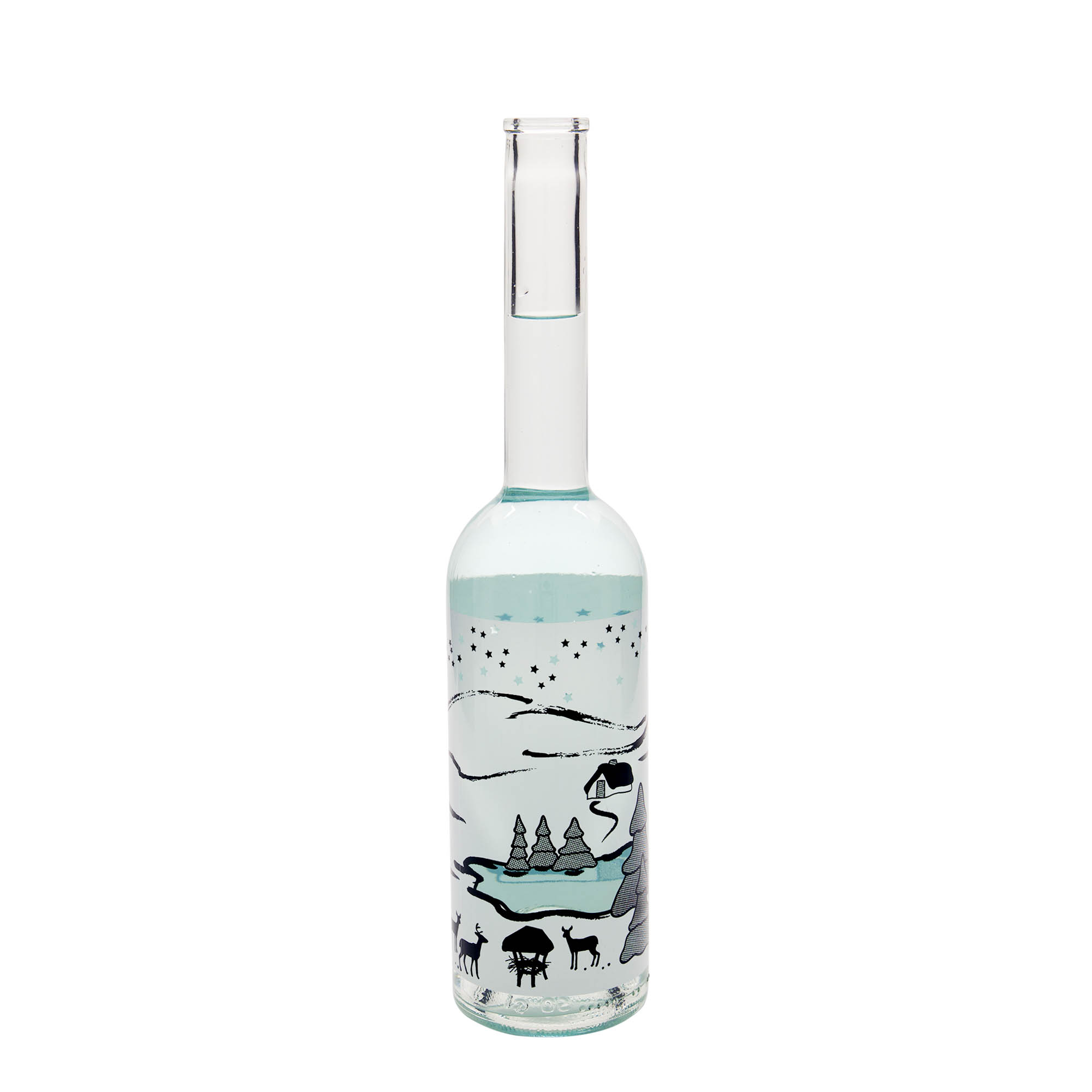500 ml stikla pudele 'Opera', motīvs: ziemas sapnis Bianco, aizdare: korķis