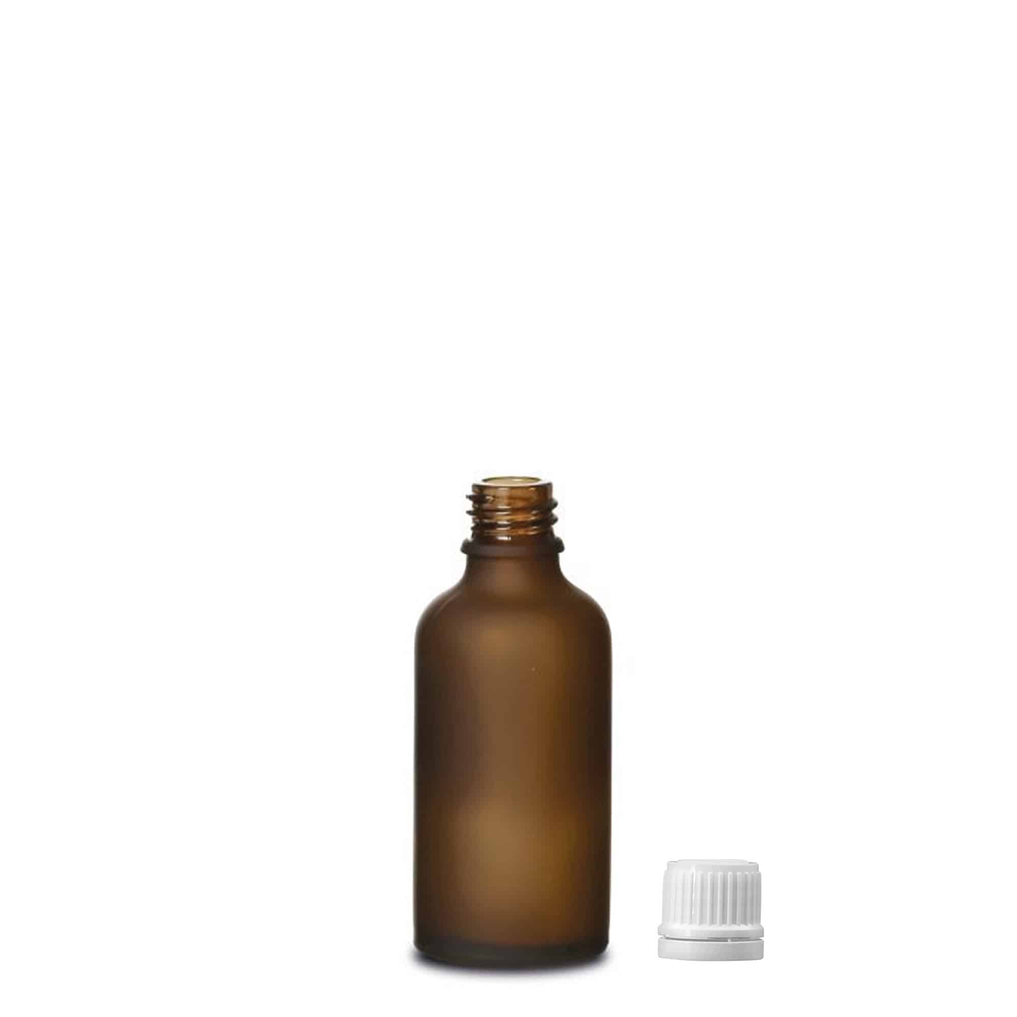 50 ml medicīnas pudele, stikls, brūns matēts, atvere: DIN 18