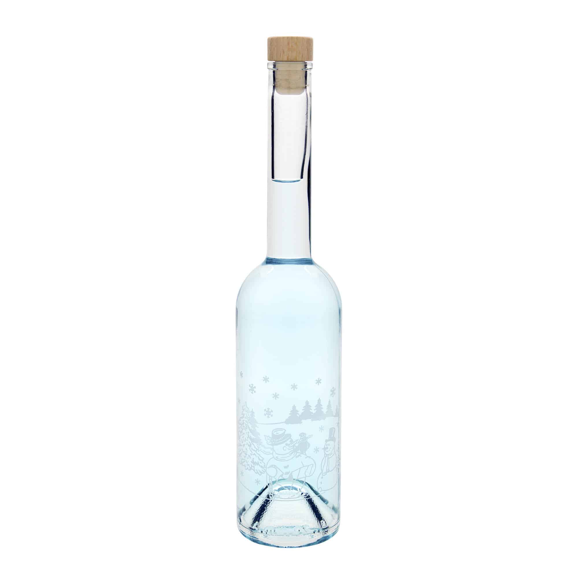 500 ml stikla pudele 'Opera', motīvs: pudele ar sniegavīriem, aizdare: korķis