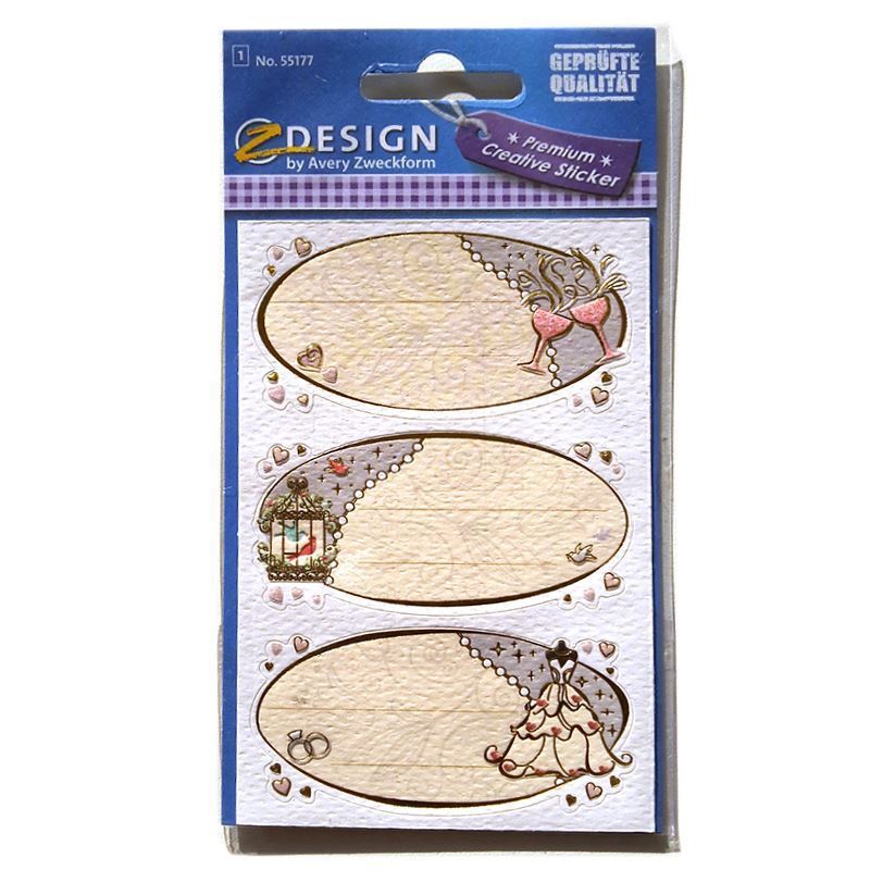 Zweckform etiķetes "Kāzu vēlējumi", ovālas, papīrs, daudzkrāsains Zweckform etiķetes "Kāzu vēlējumi", ovālas, papīrs, daudzkrāsains