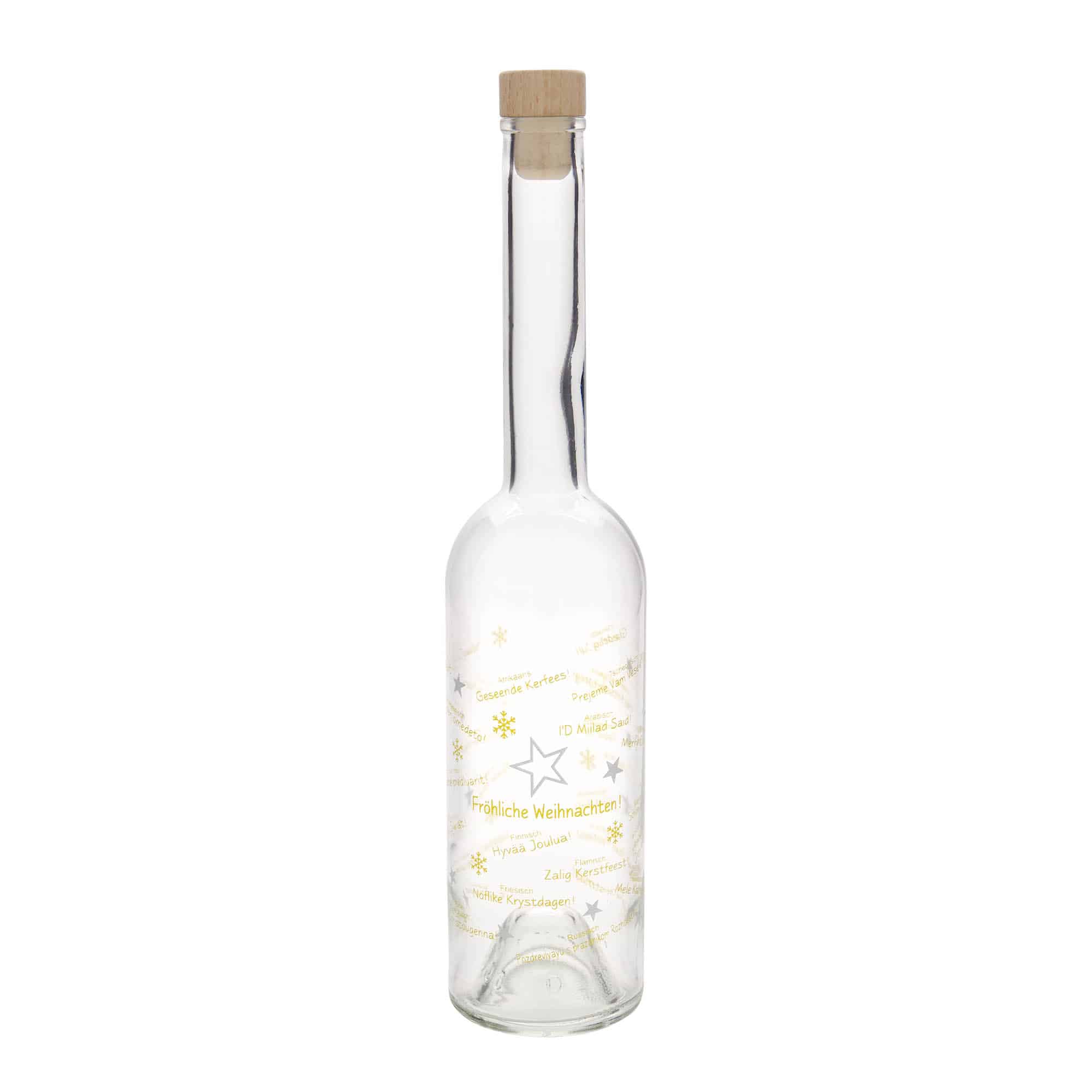 500 ml stikla pudele 'Opera', motīvs: Ziemassvētki pasaulē, atvere: korķis