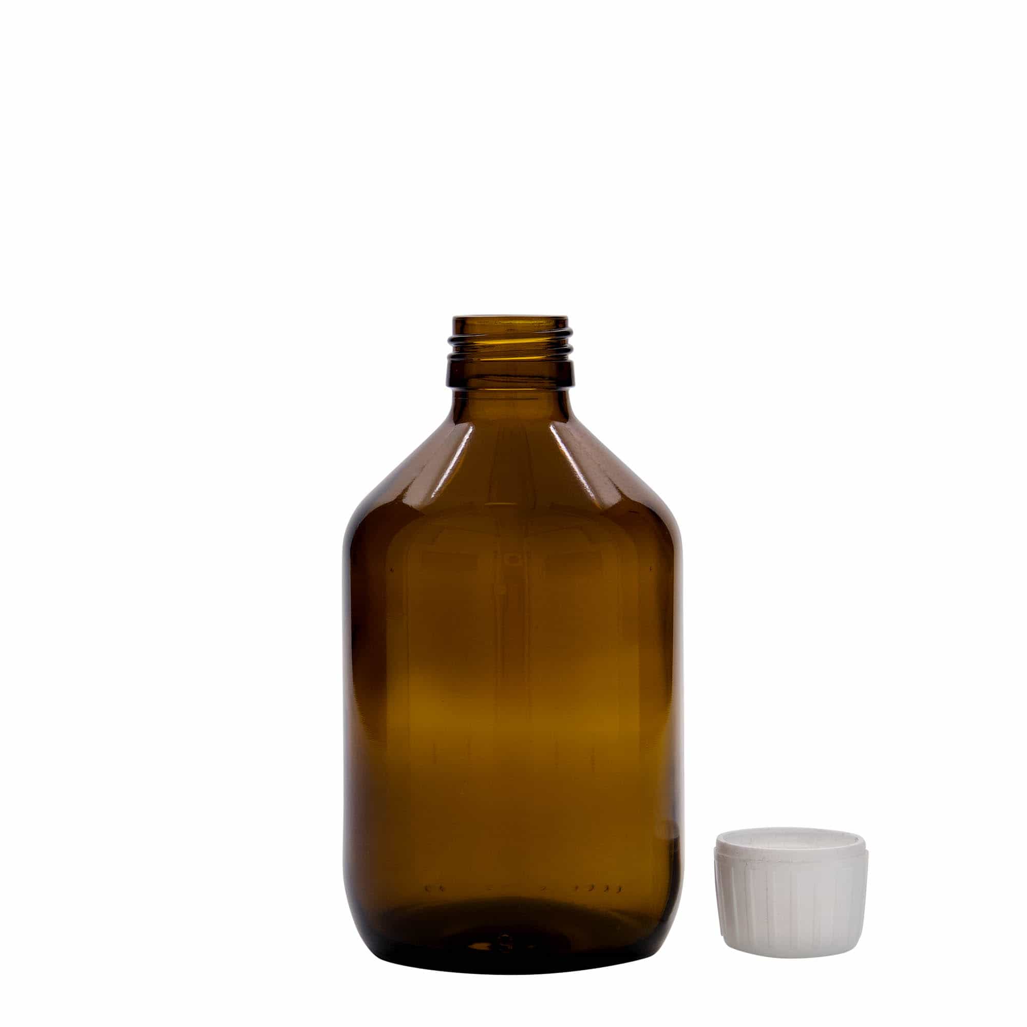 300 ml zāļu pudelīte, brūna, stikla, aizdare: PP 28