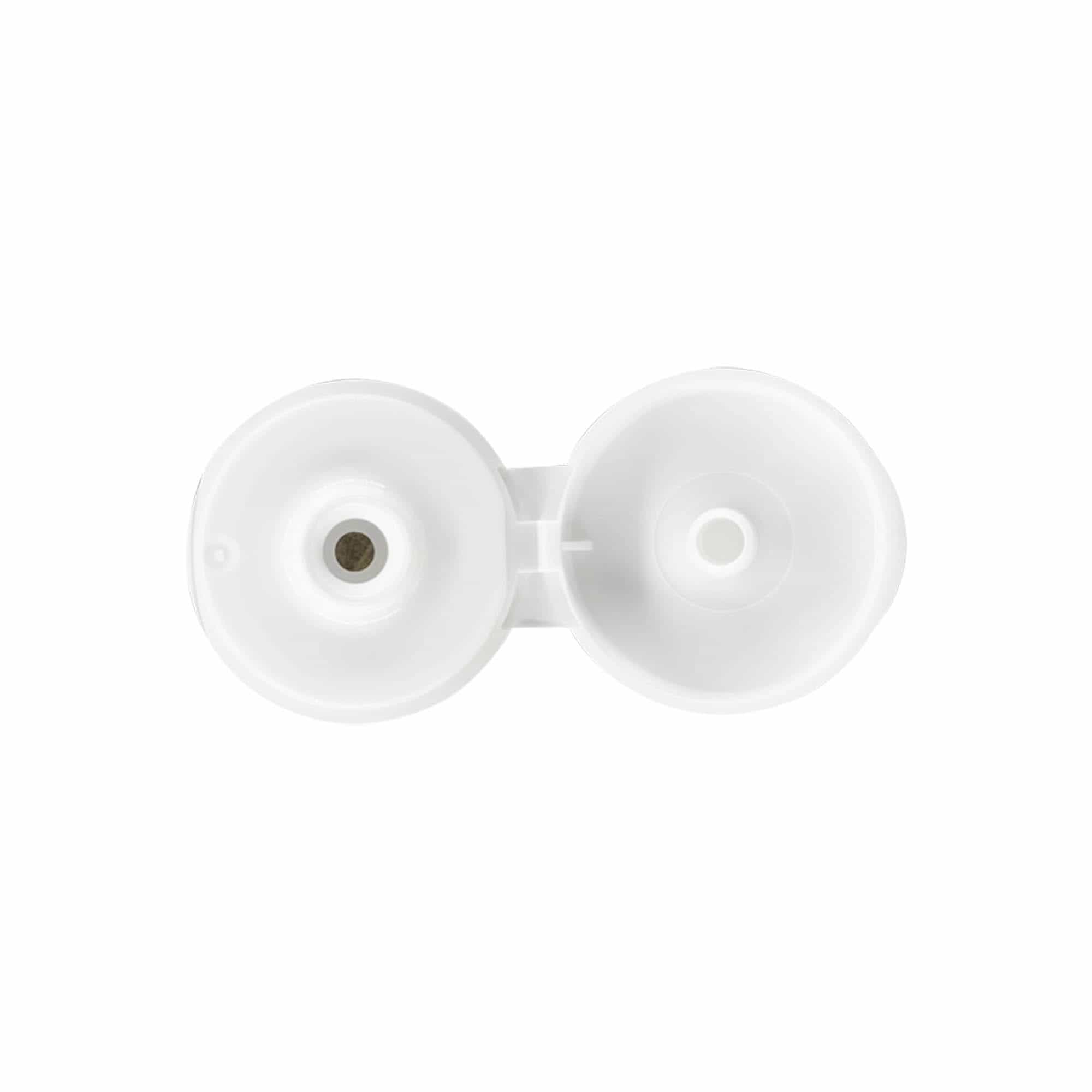 Sraigtinis dangtelis su lankstu, baltas PP plastikas, kakleliui: 24/410