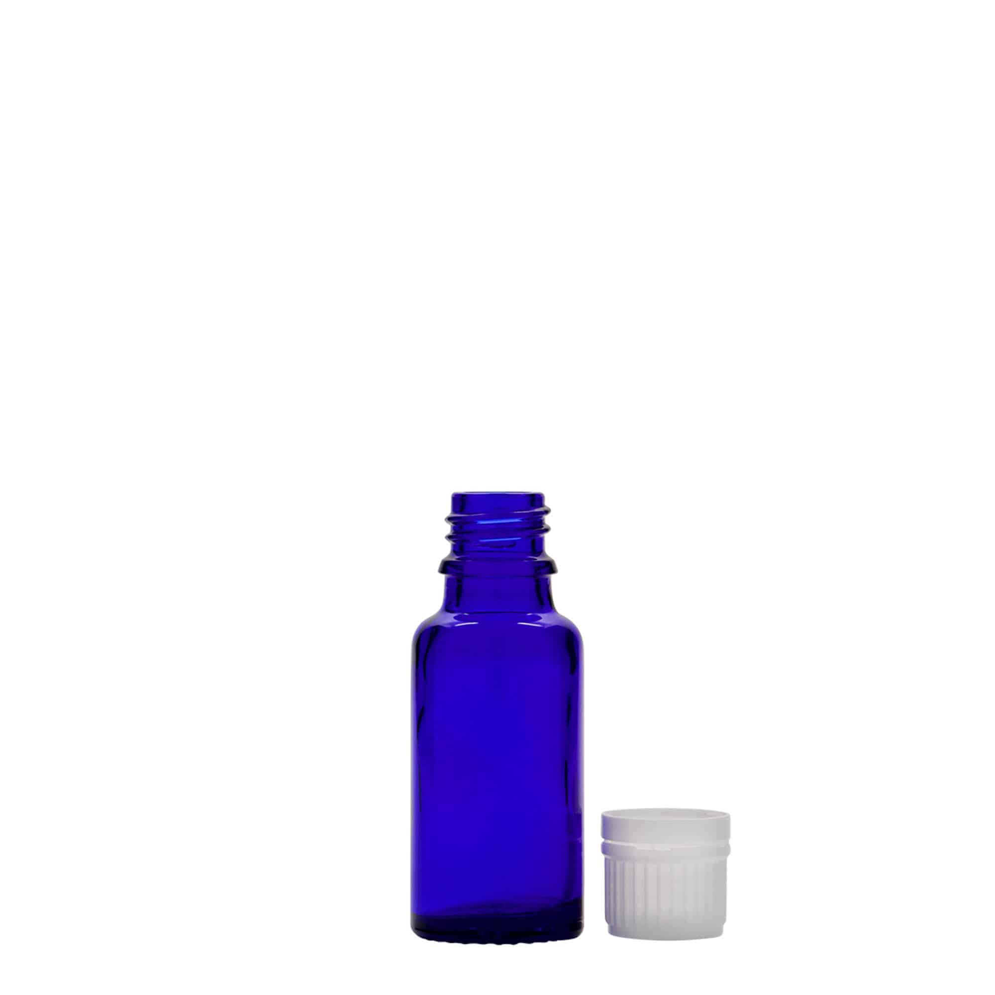 20 ml medicīnas pudele, stikls, karaliski zils, atvere: DIN 18