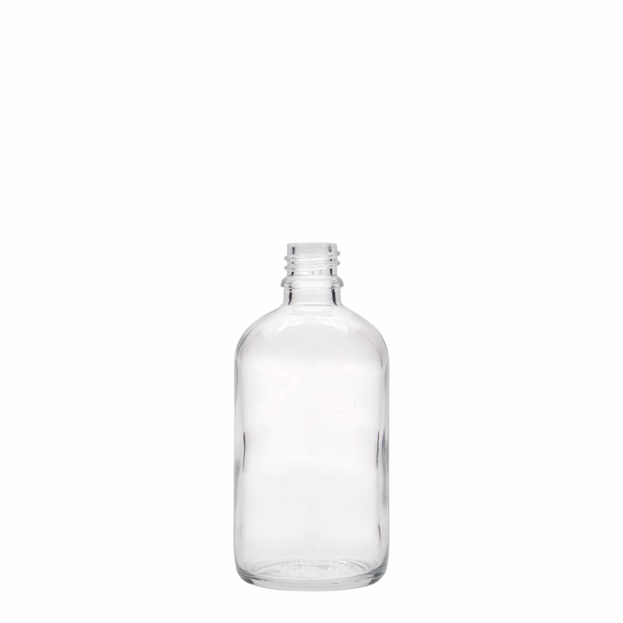 100 ml zāļu pudelīte, stikla, aizdare: DIN 18 100 ml zāļu pudelīte, stikla, aizdare: DIN 18