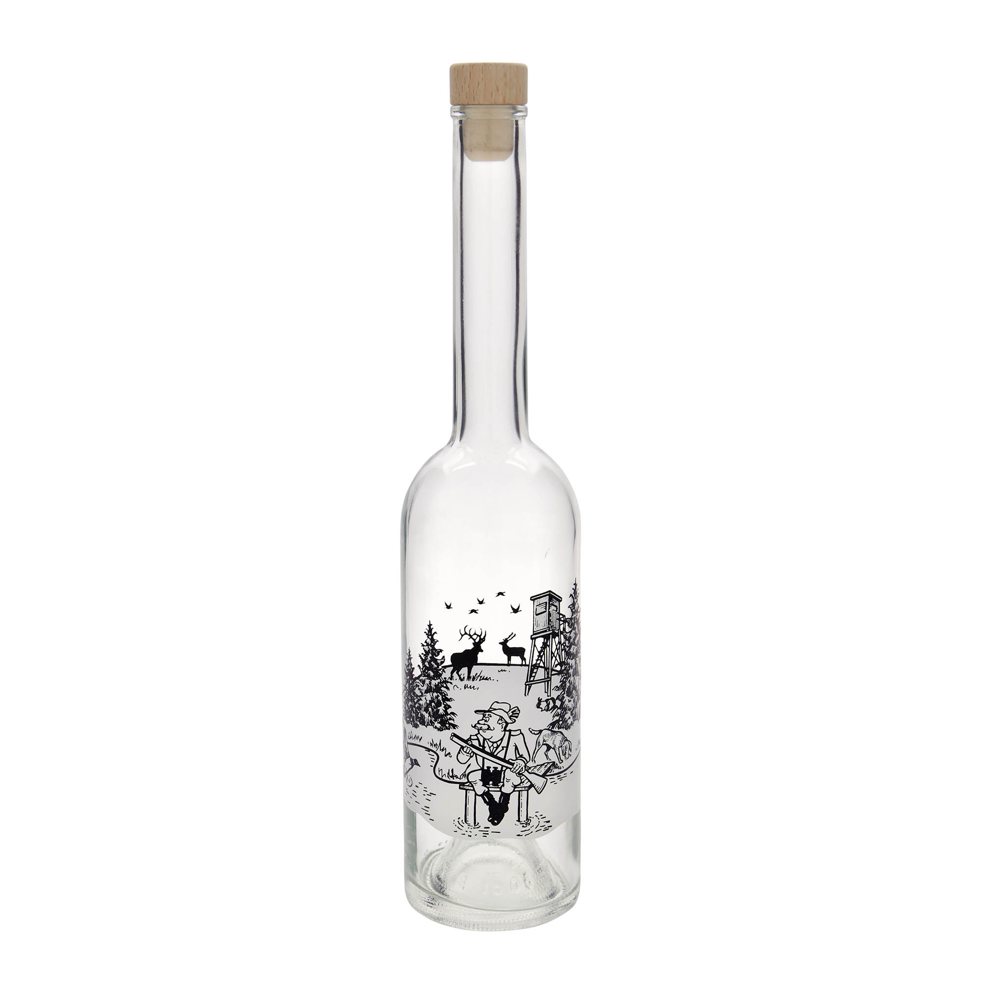 500 ml stikla pudele 'Opera', motīvs: mednieks, atvere: korķis 500 ml stikla pudele 'Opera', motīvs: mednieks, atvere: korķis