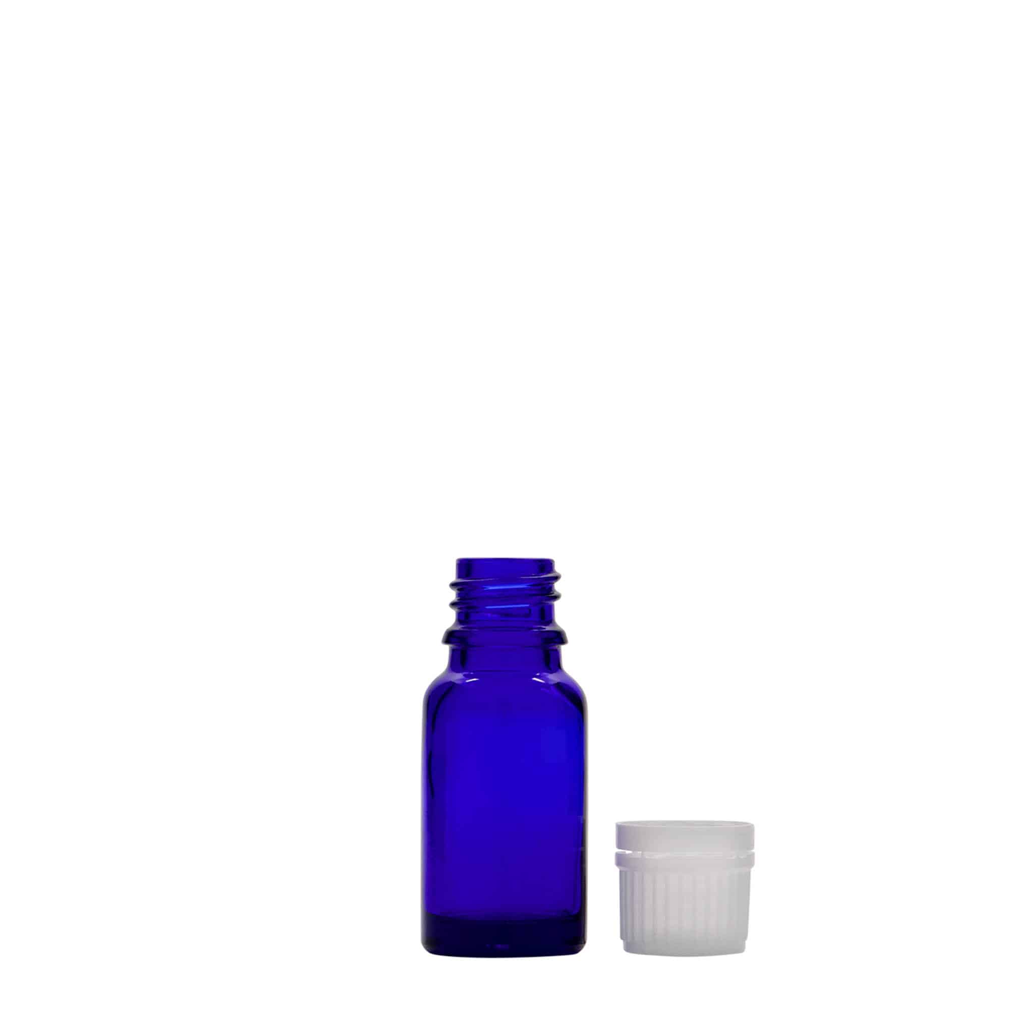 10 ml zāļu pudelīte, stikla, karaliski zila, aizdare: DIN 18