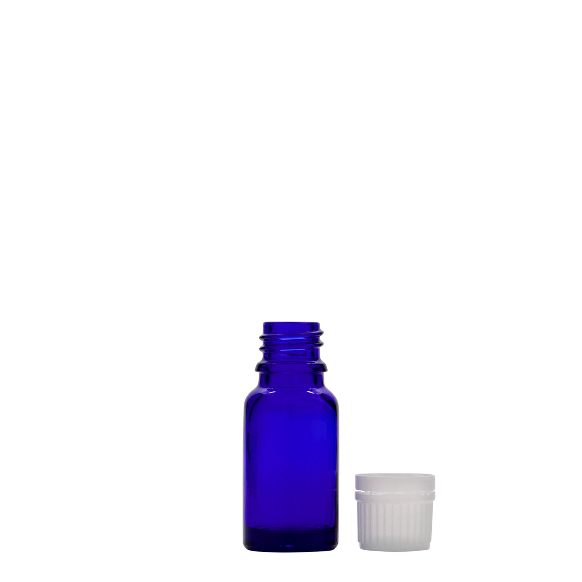 10 ml medicīnas pudelīte, stikls, karaliski zils, atvere: DIN 18 10 ml medicīnas pudelīte, stikls, karaliski zils, atvere: DIN 18