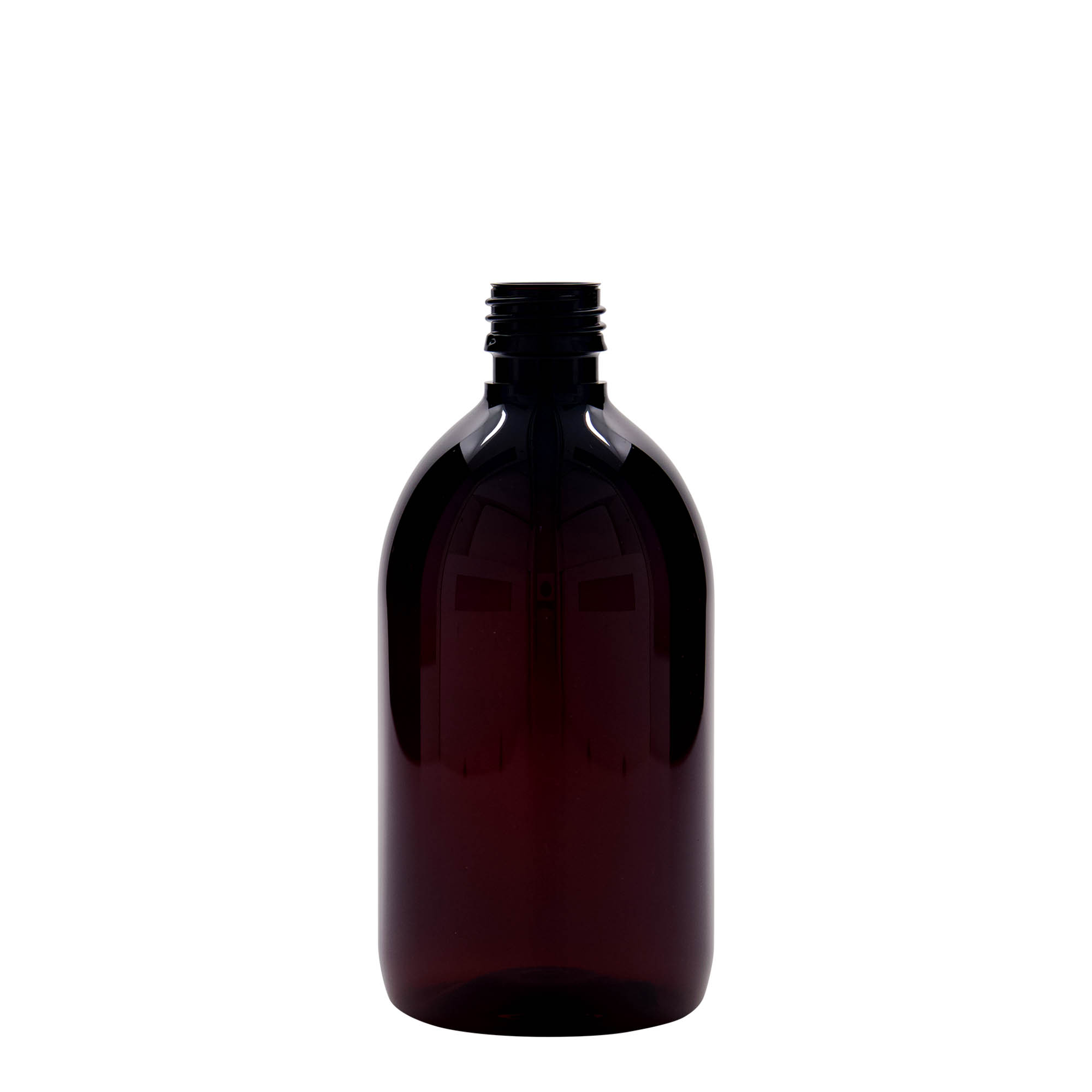 500 ml PET medicīnas pudele, brūna, plastmasa, atvere: PP 28