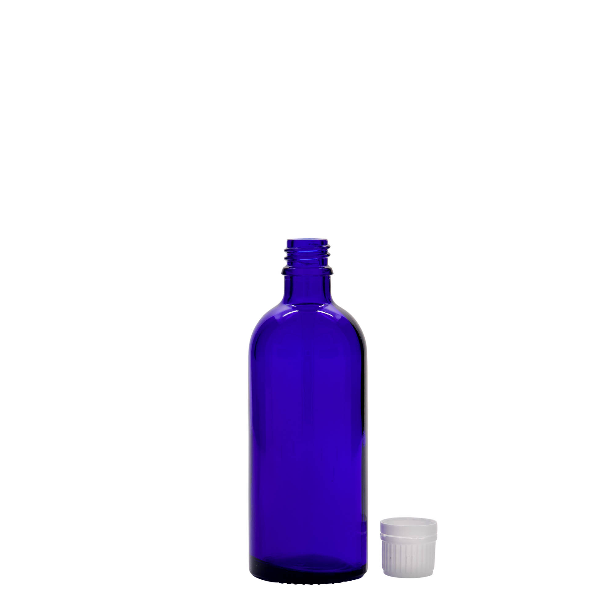100 ml medicīnas pudele, stikls, karaļzils, atvere: DIN 18 100 ml medicīnas pudele, stikls, karaļzils, atvere: DIN 18